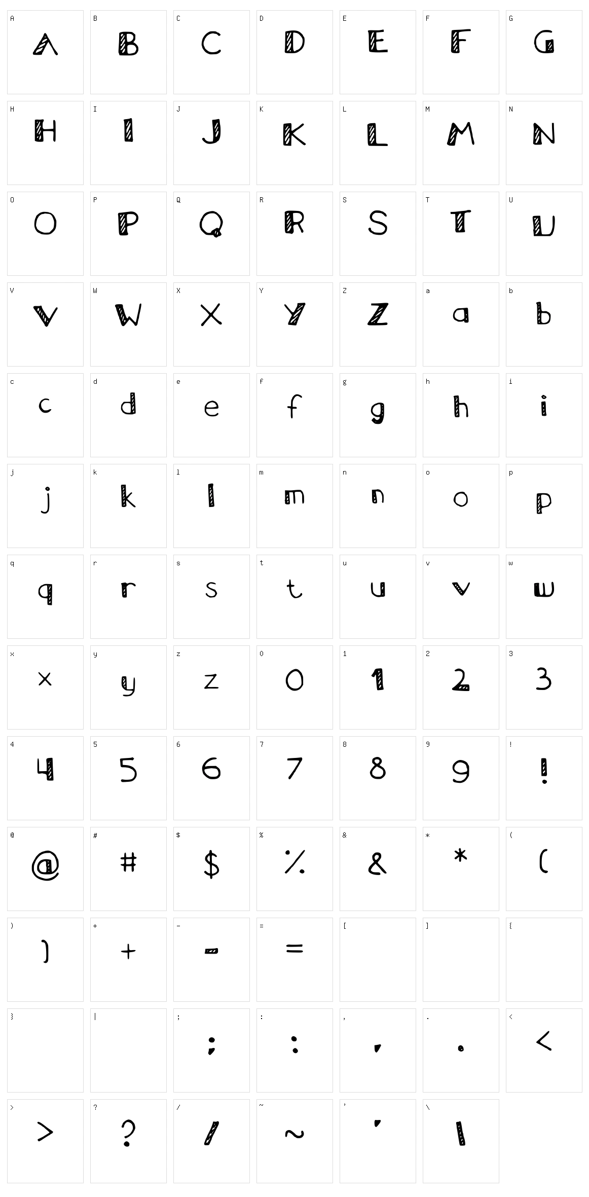 Diagonal Character Set