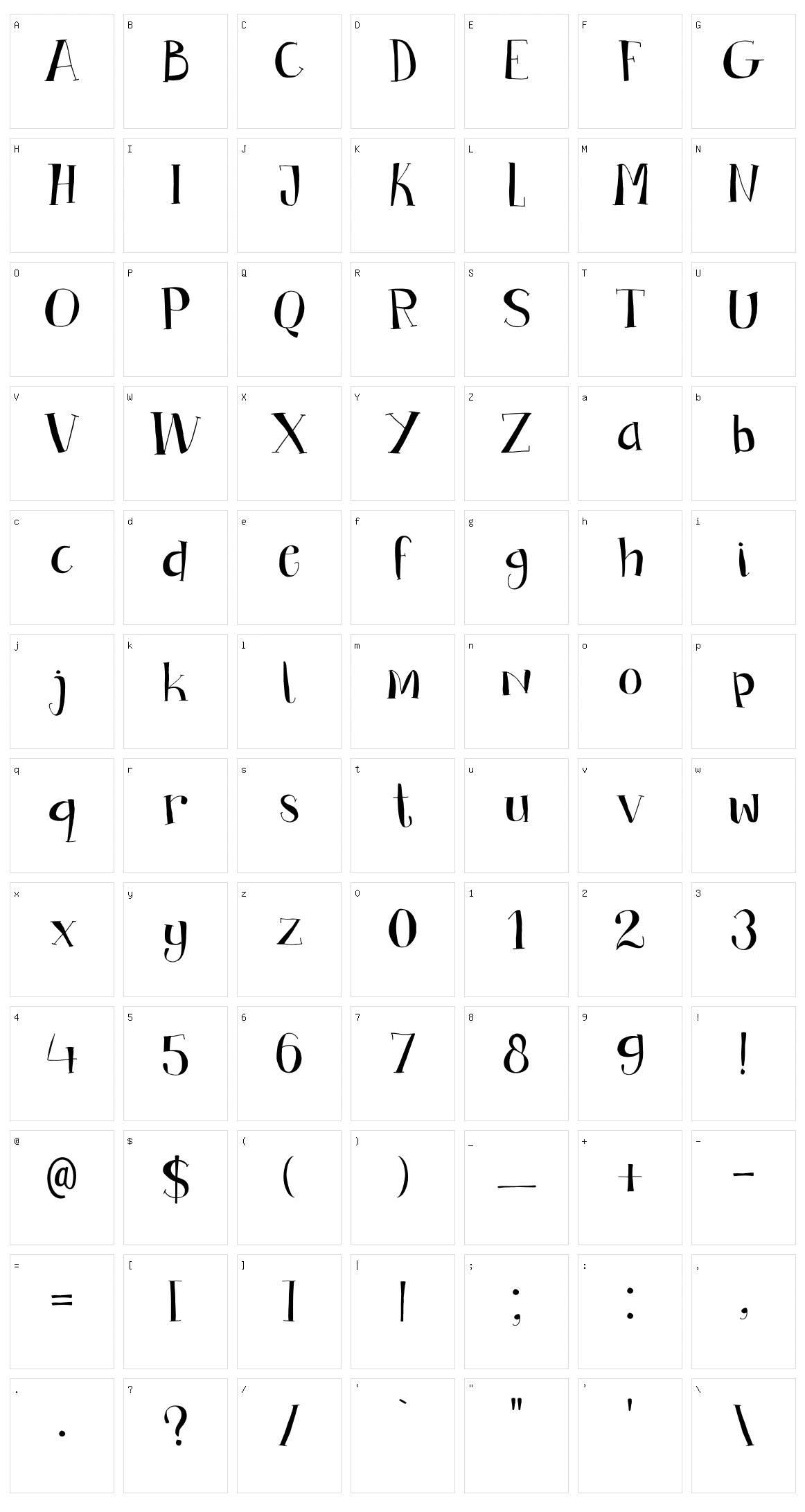 DK Bandolina Character Set