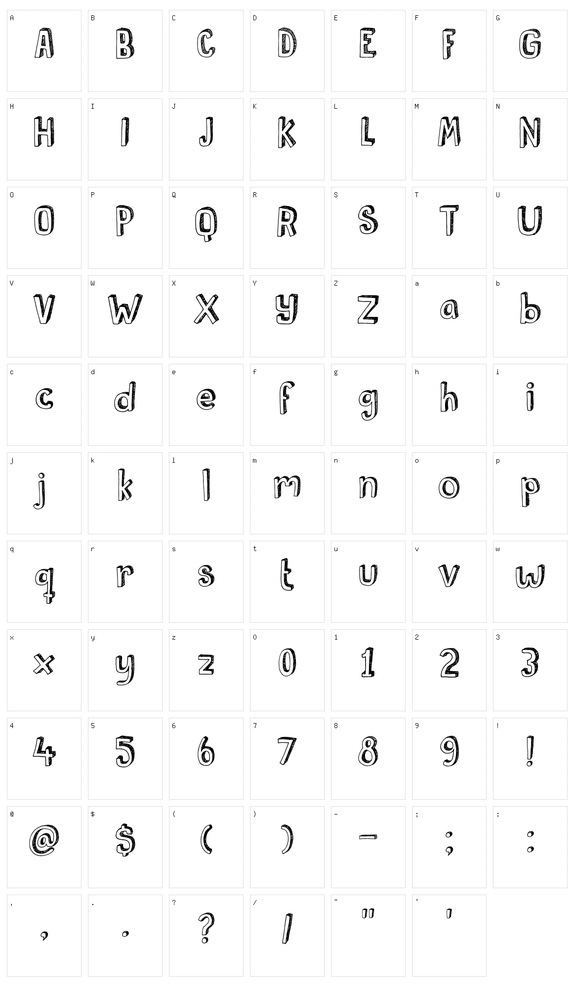 DK Pusekatt Character Set