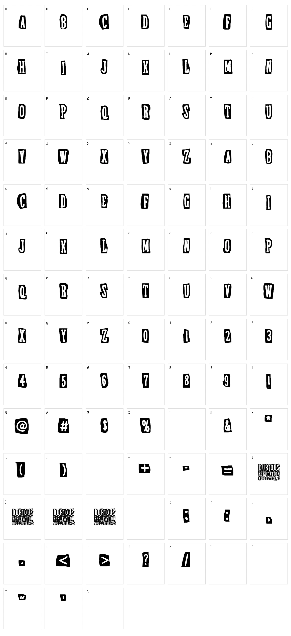 Dubious Reputation Character Set