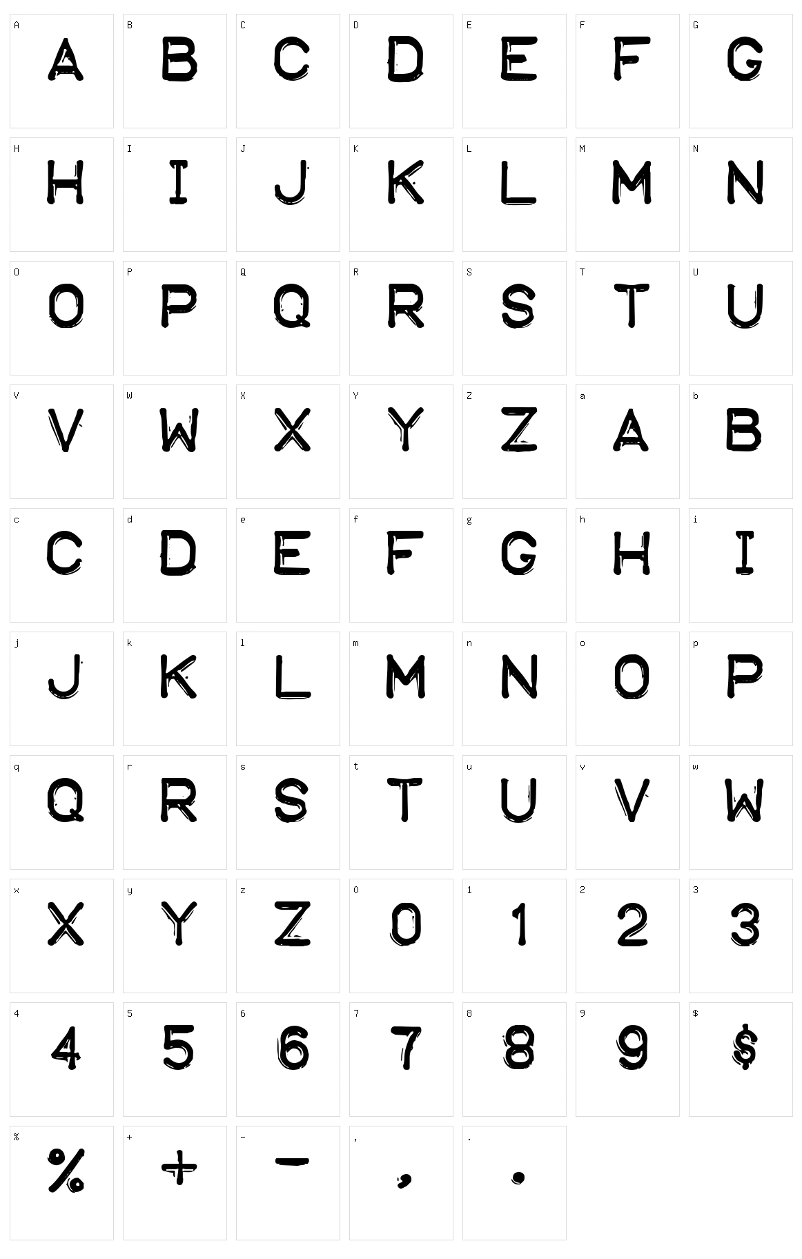 Embossing Tape Character Set