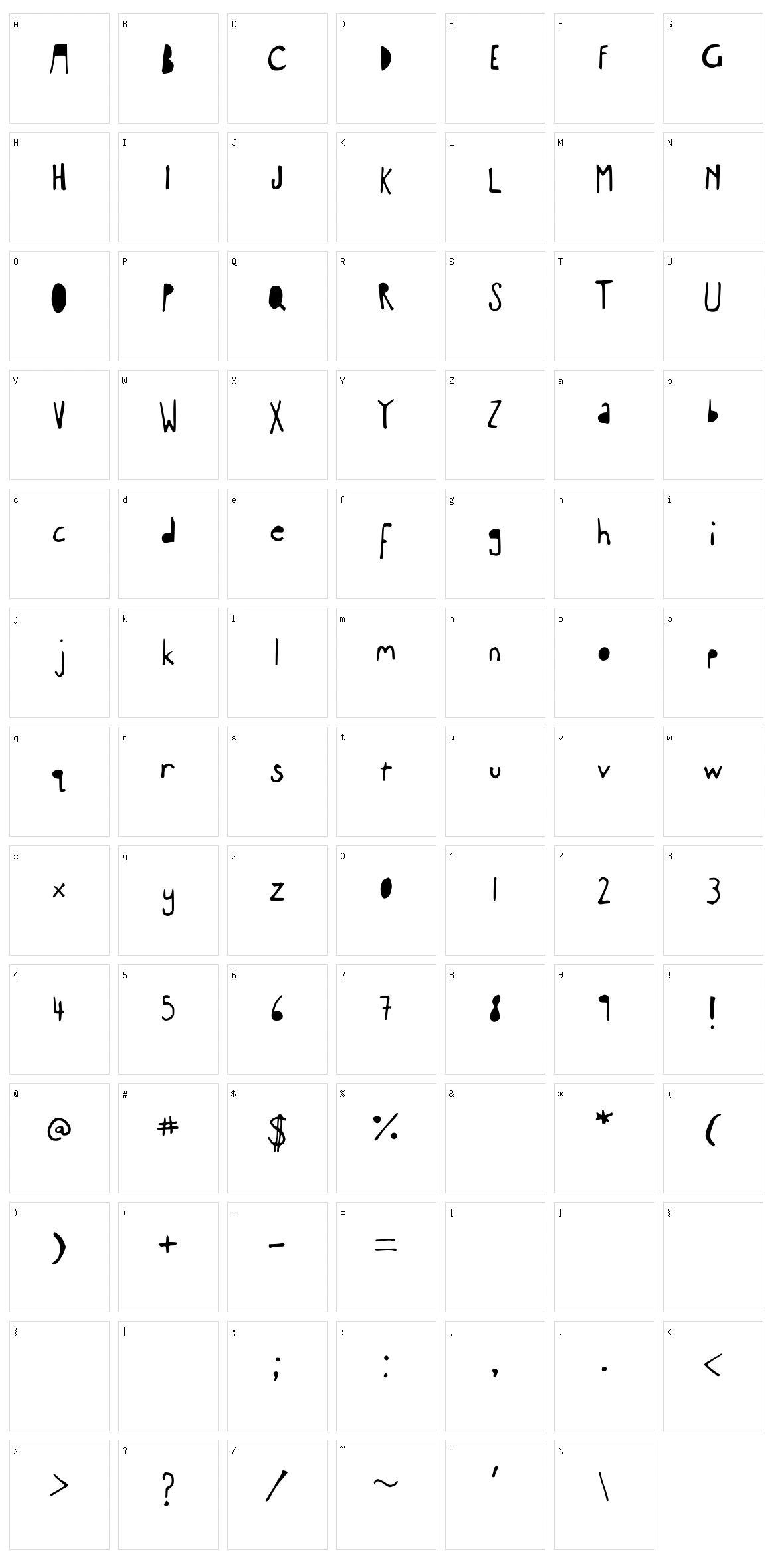 Experimental Seex Font Character Set