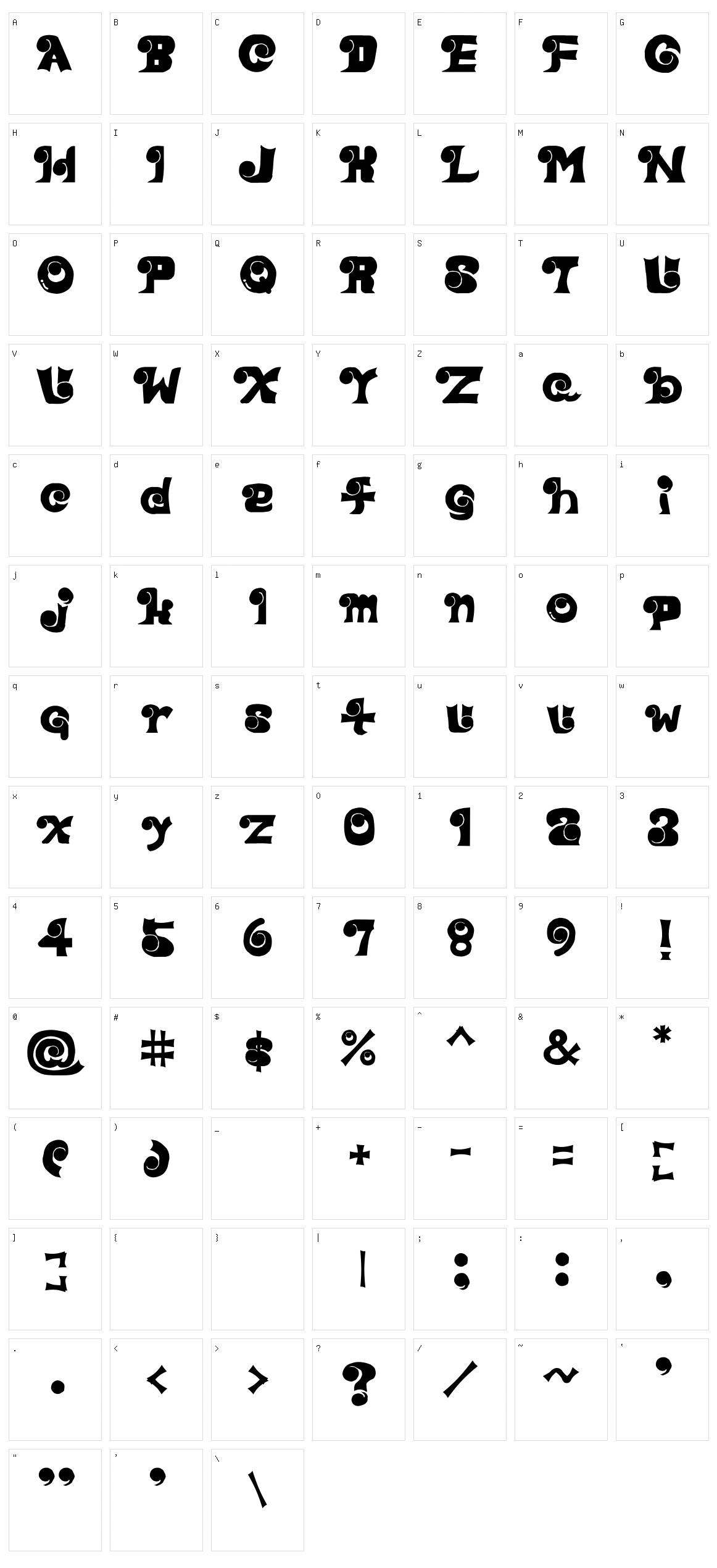 Eye Font Character Set