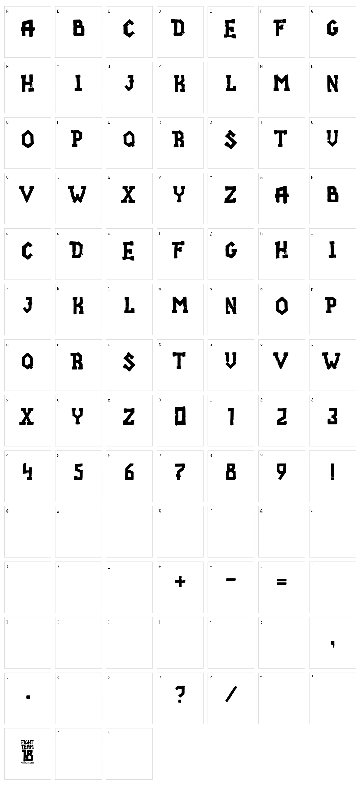 Fight team 18 Character Set