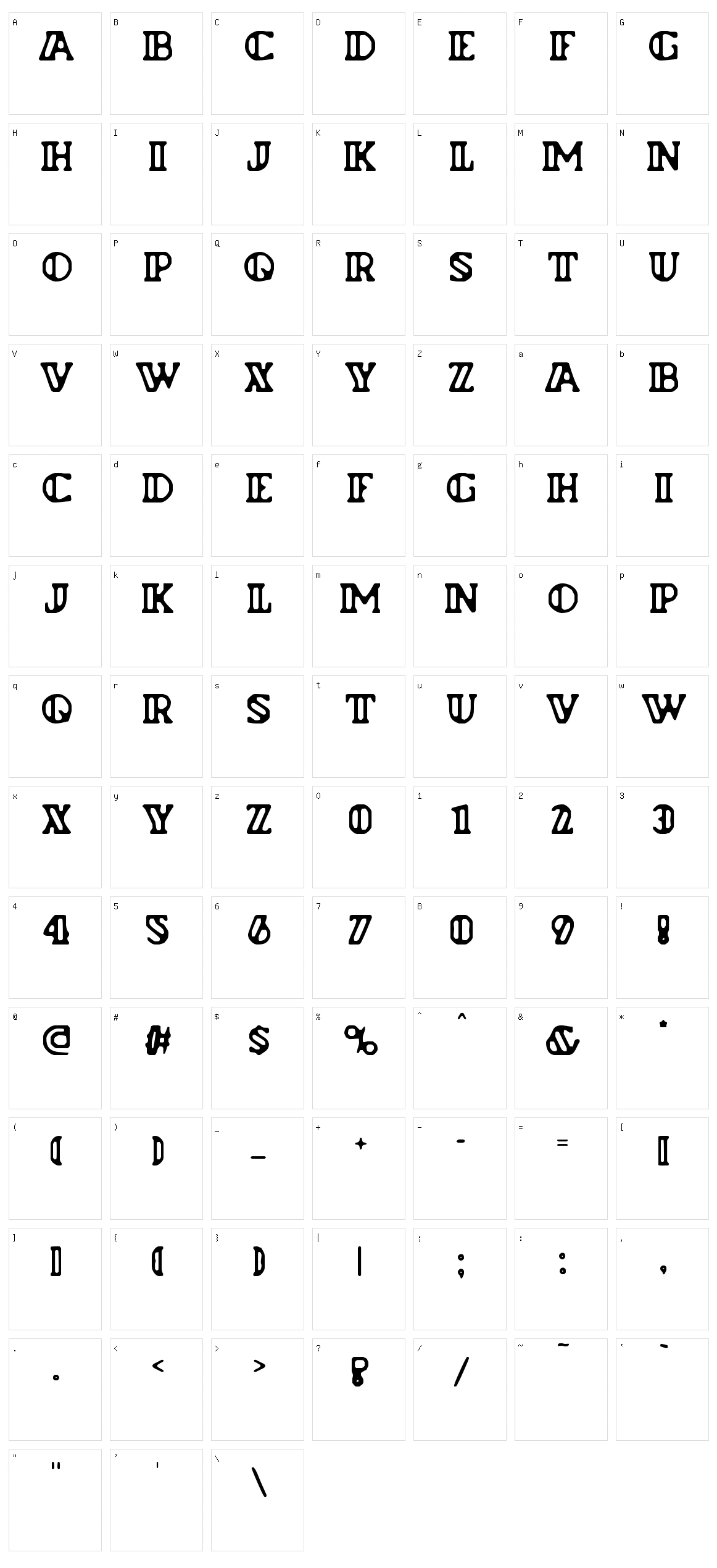 Flyman Character Set