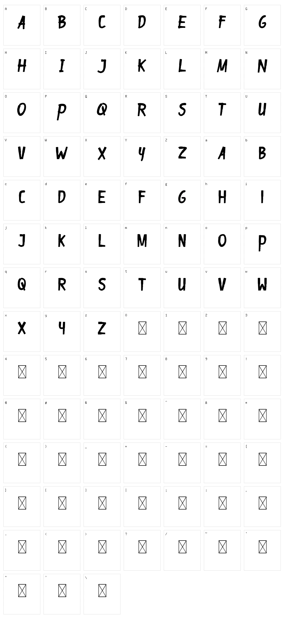 Gapbrooth Character Set