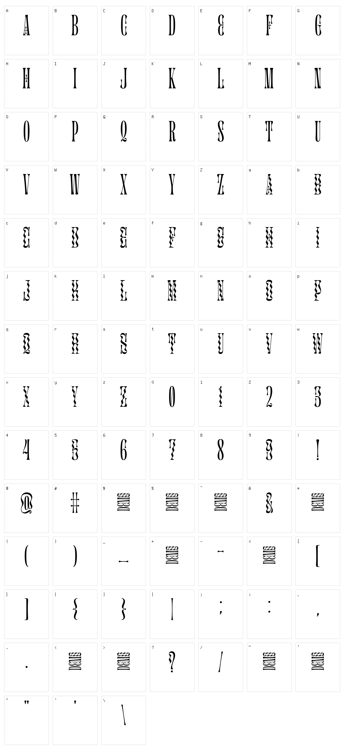 Glassure Character Set