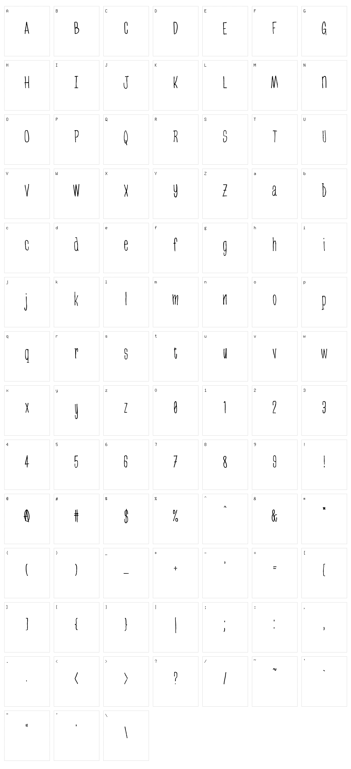 Greenbeans Character Set