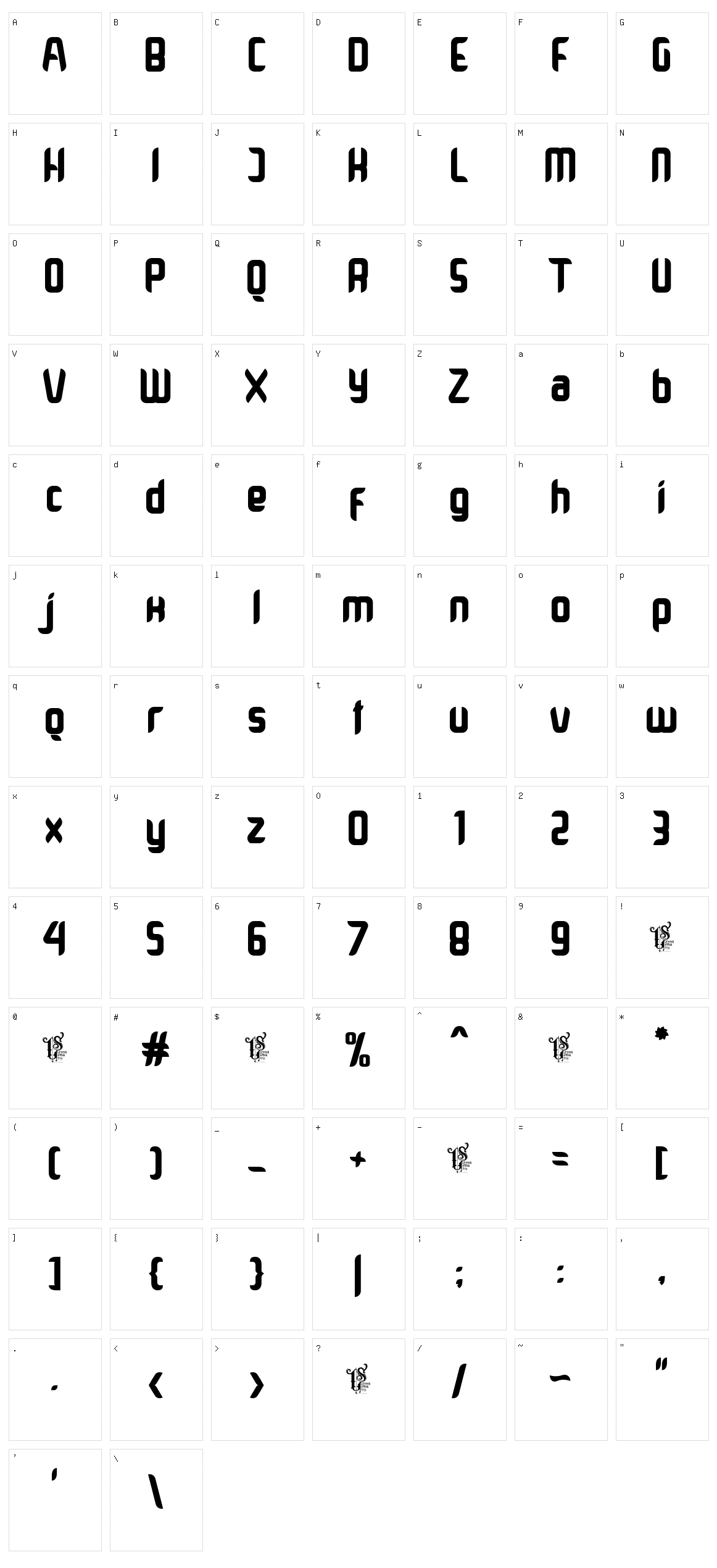 Grindleaf Character Set