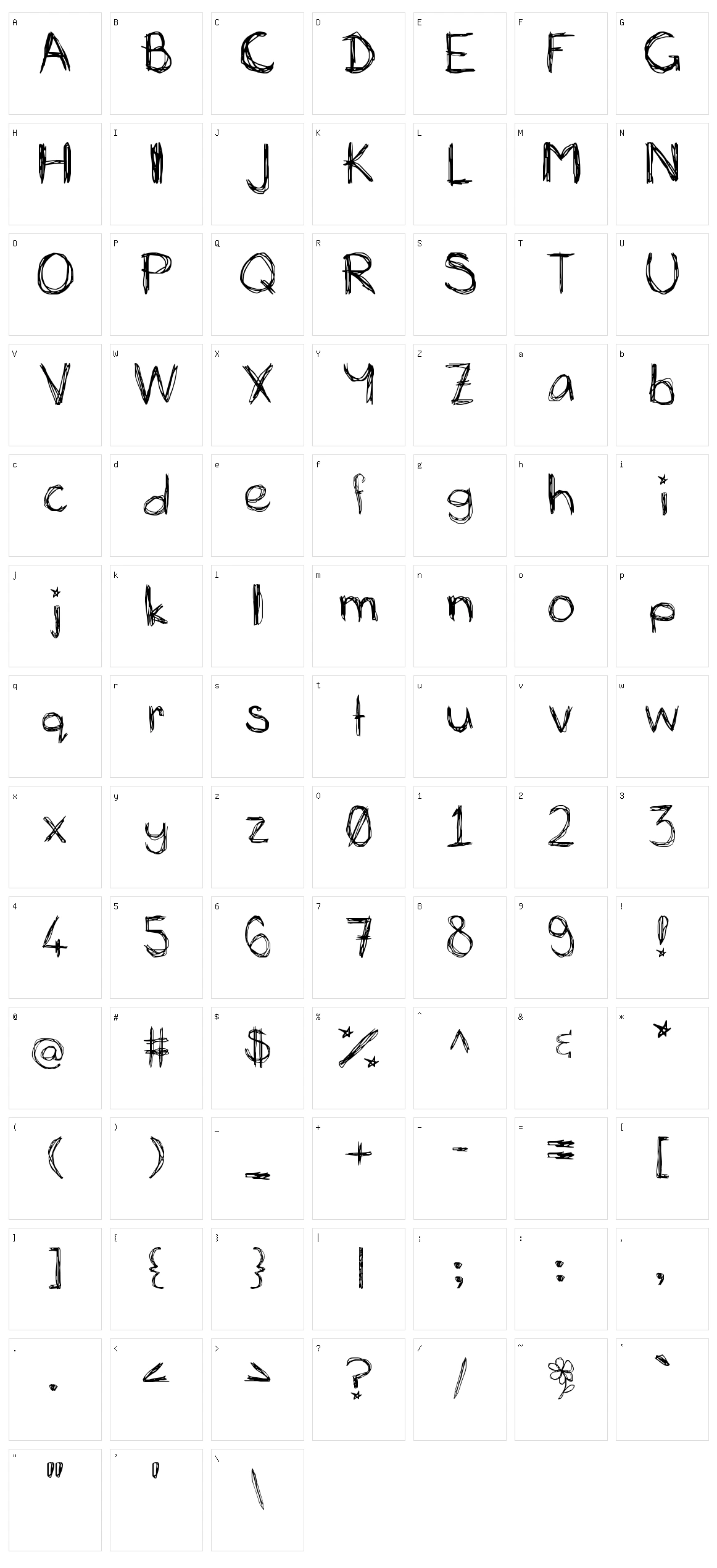 Mia's Scribblings Character Set