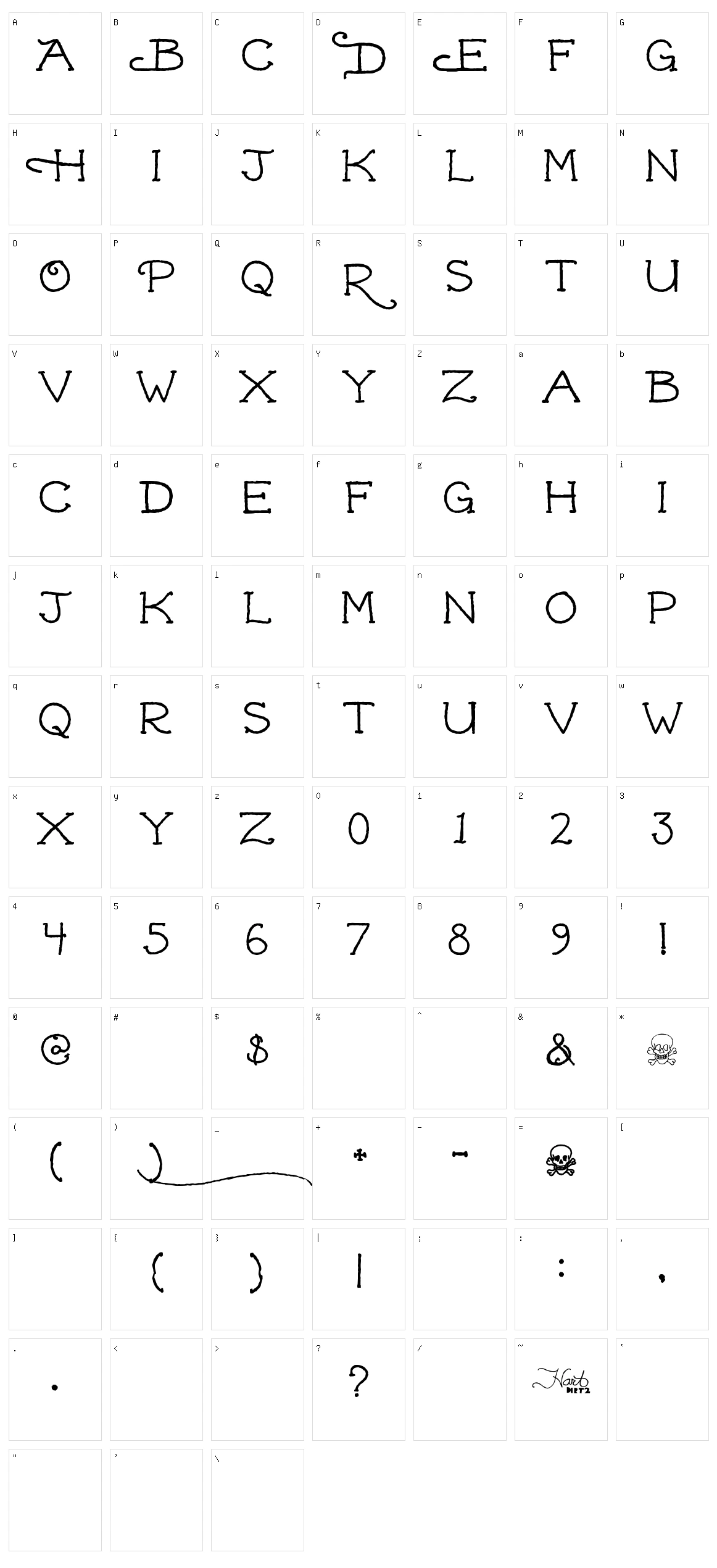 Dead Hardy Character Set