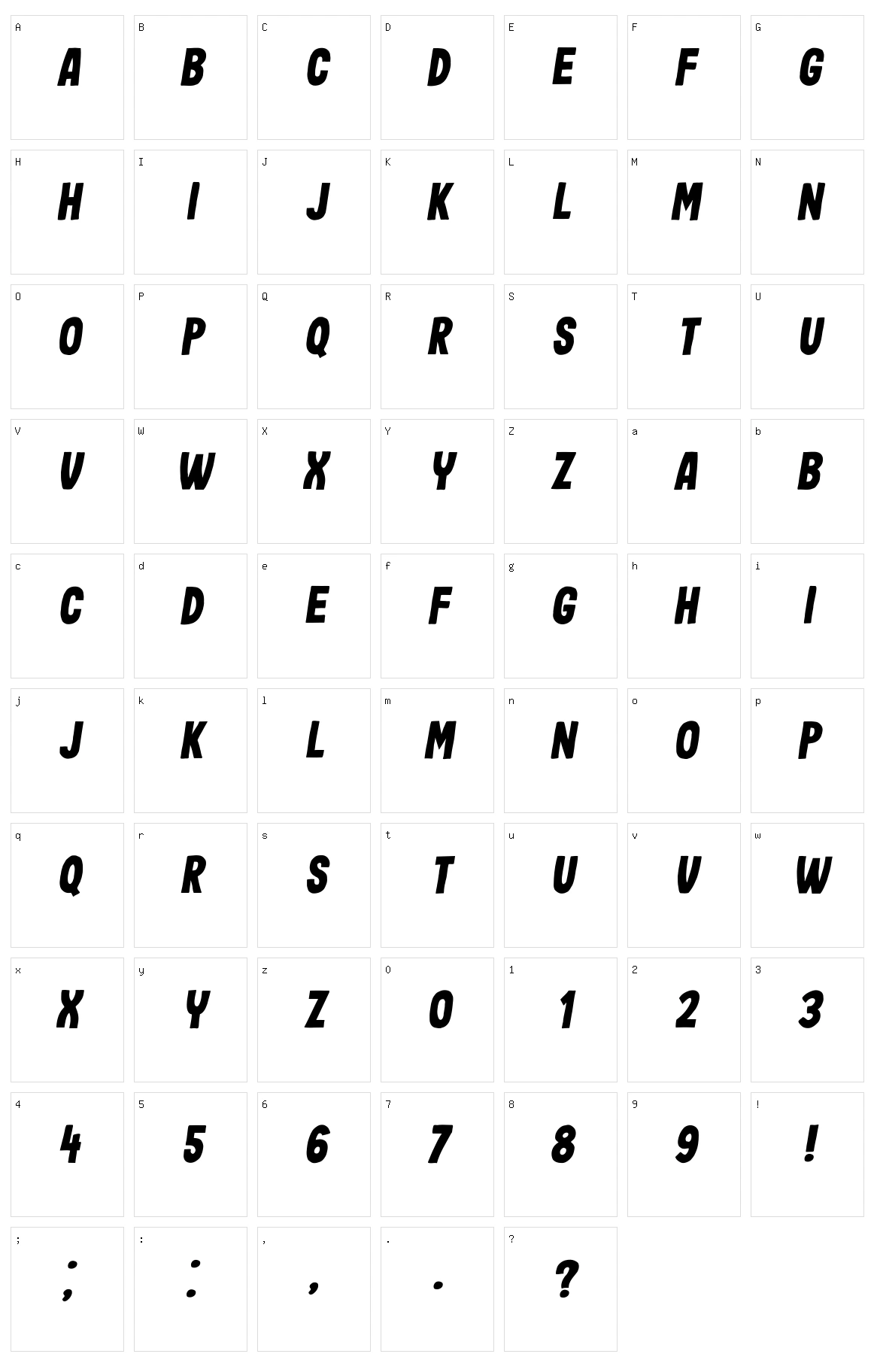 Impressum Character Set