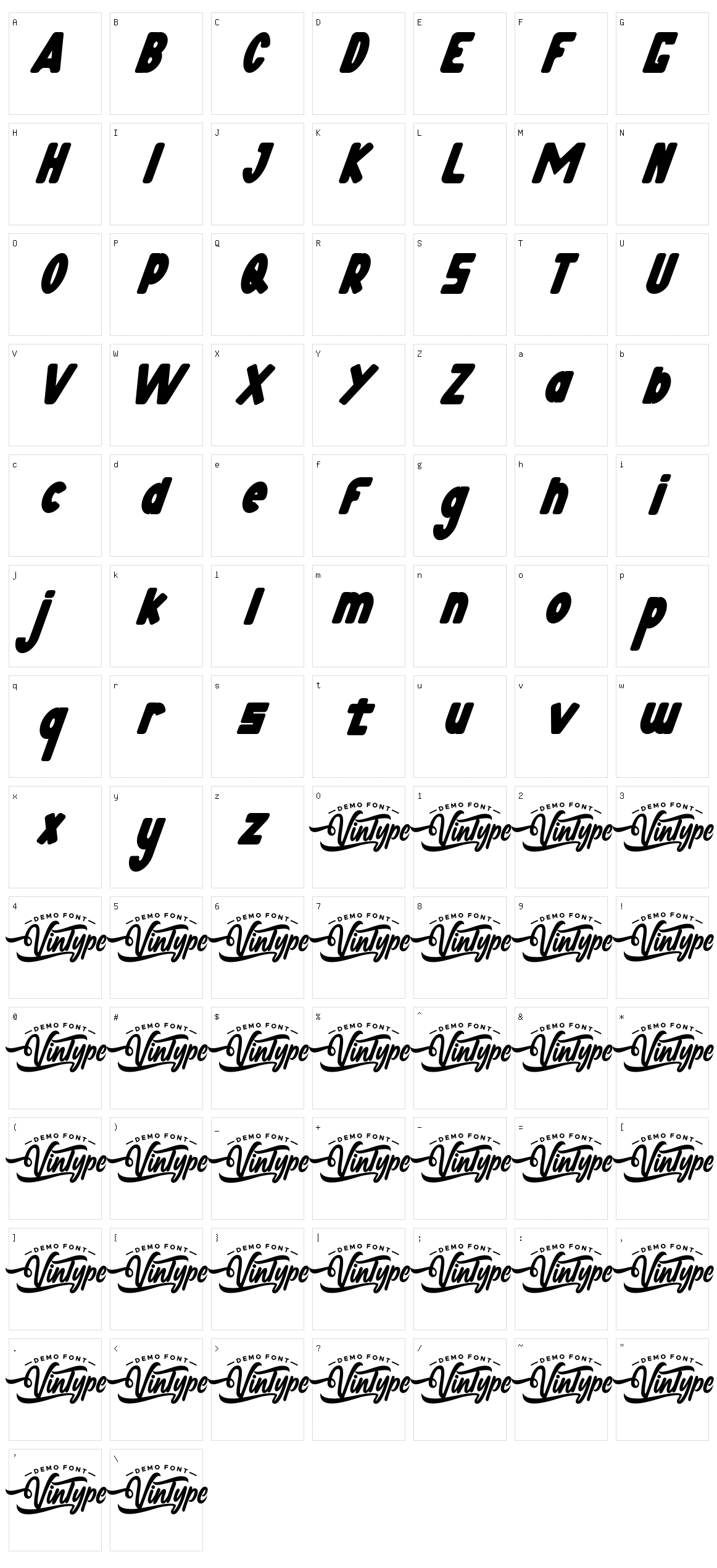 Jumps Hill Character Set