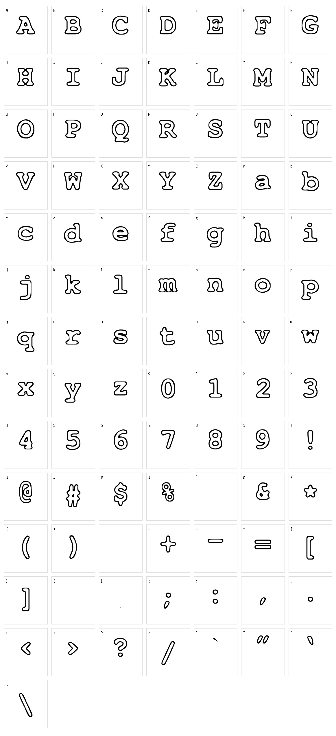 Just Another Courier Character Set