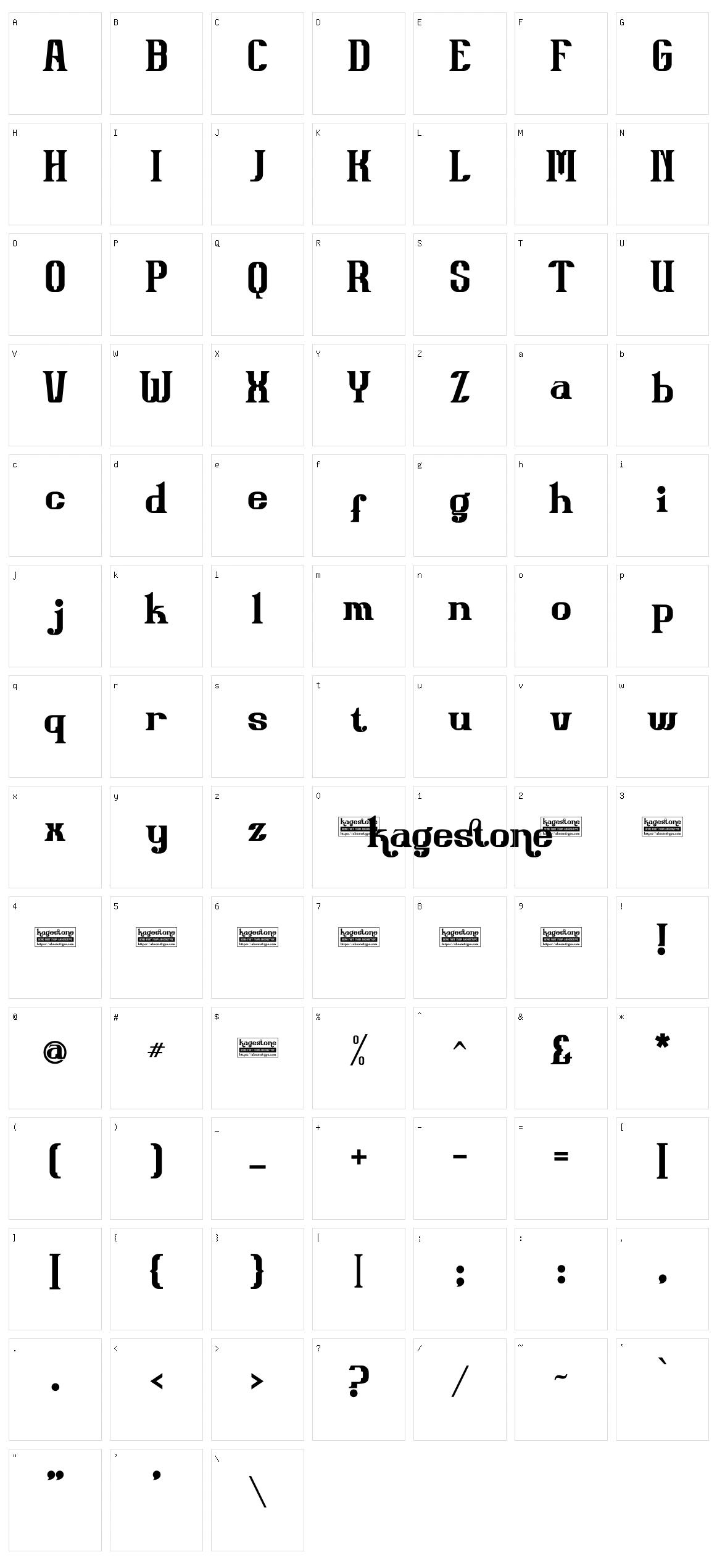 Kagestone Character Set