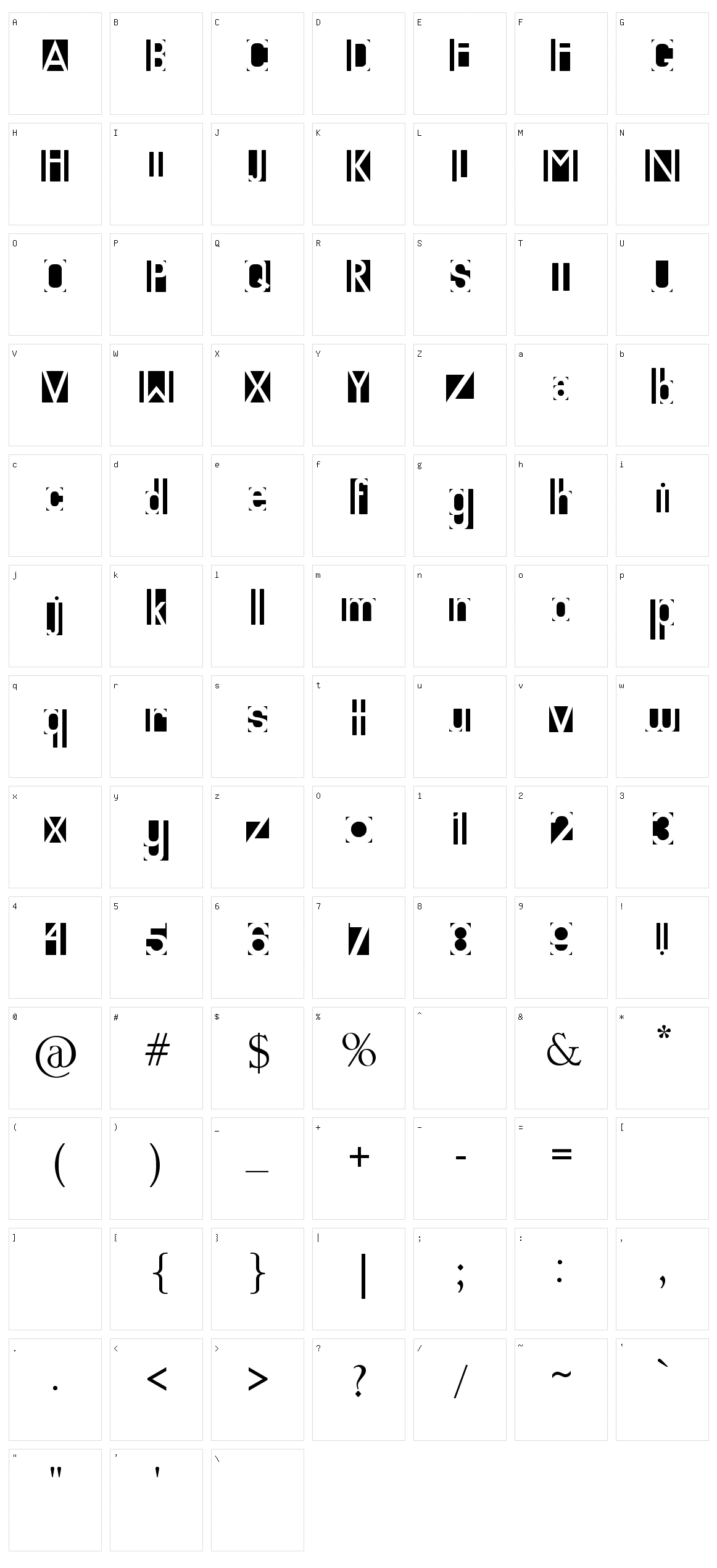 Knockout Character Set