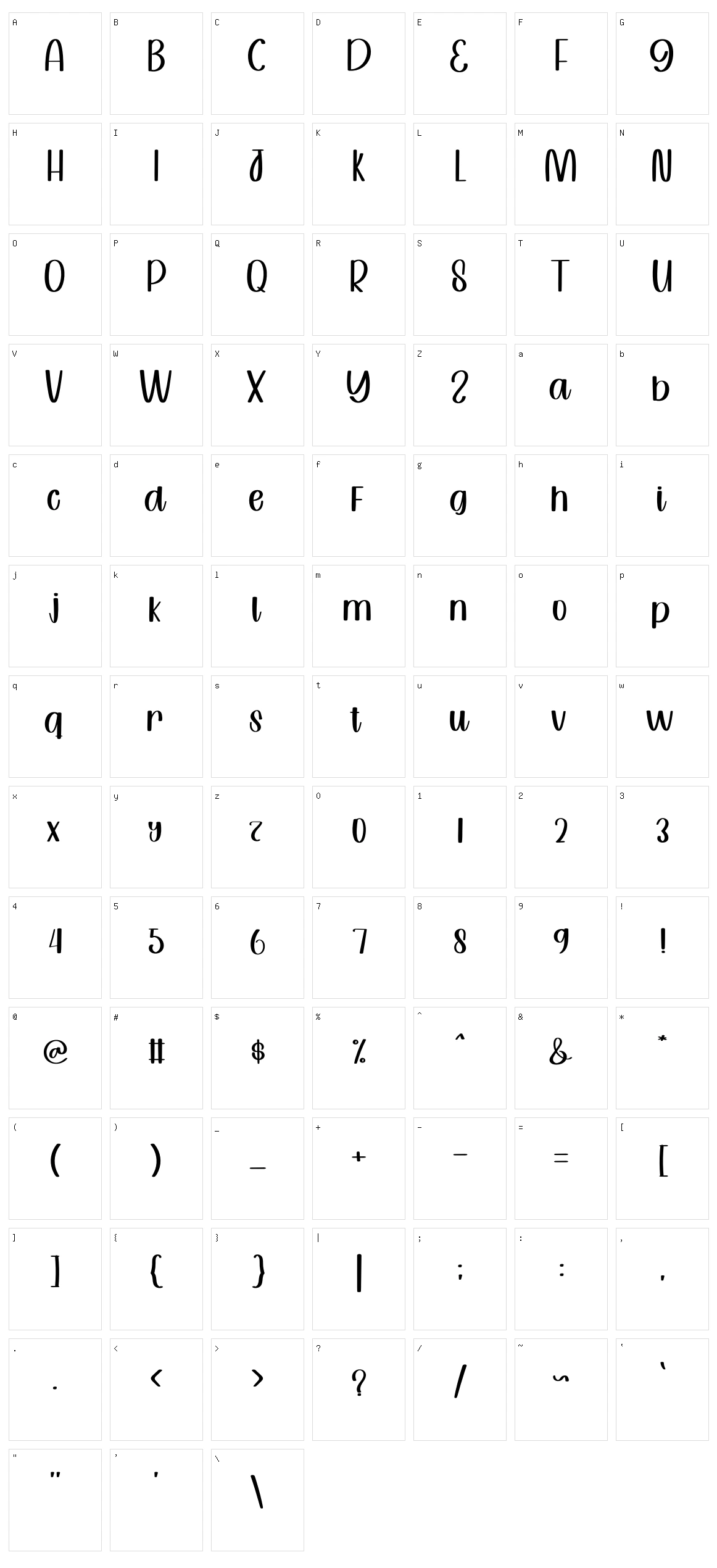 Winter Rain Character Set