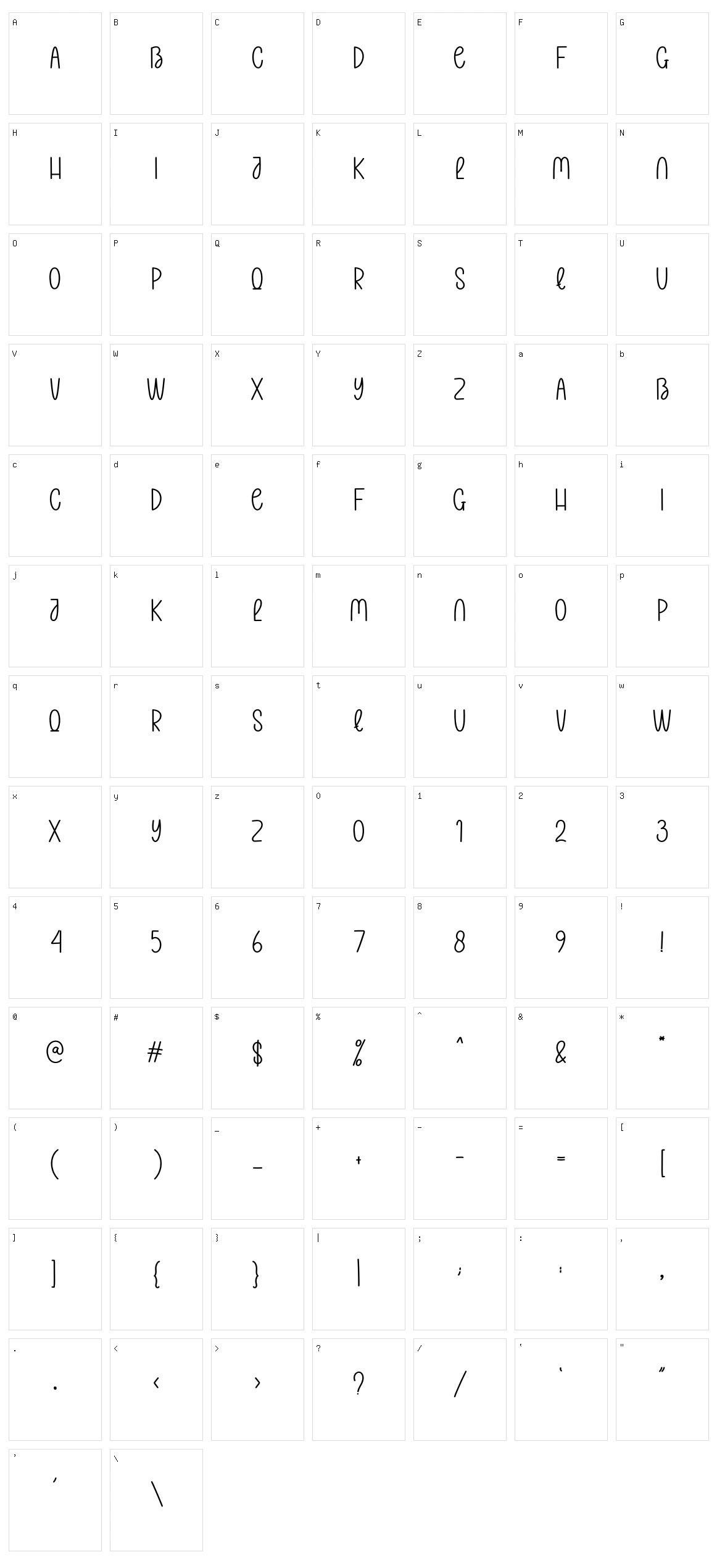 Shadow Displays Character Set