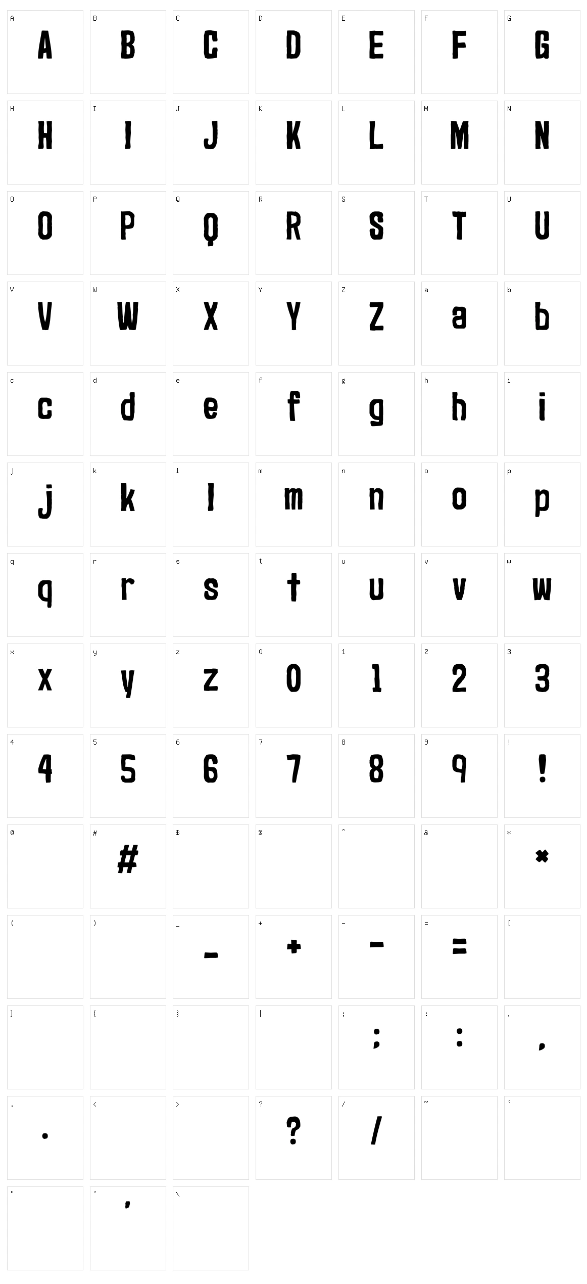 Marker2 Character Set