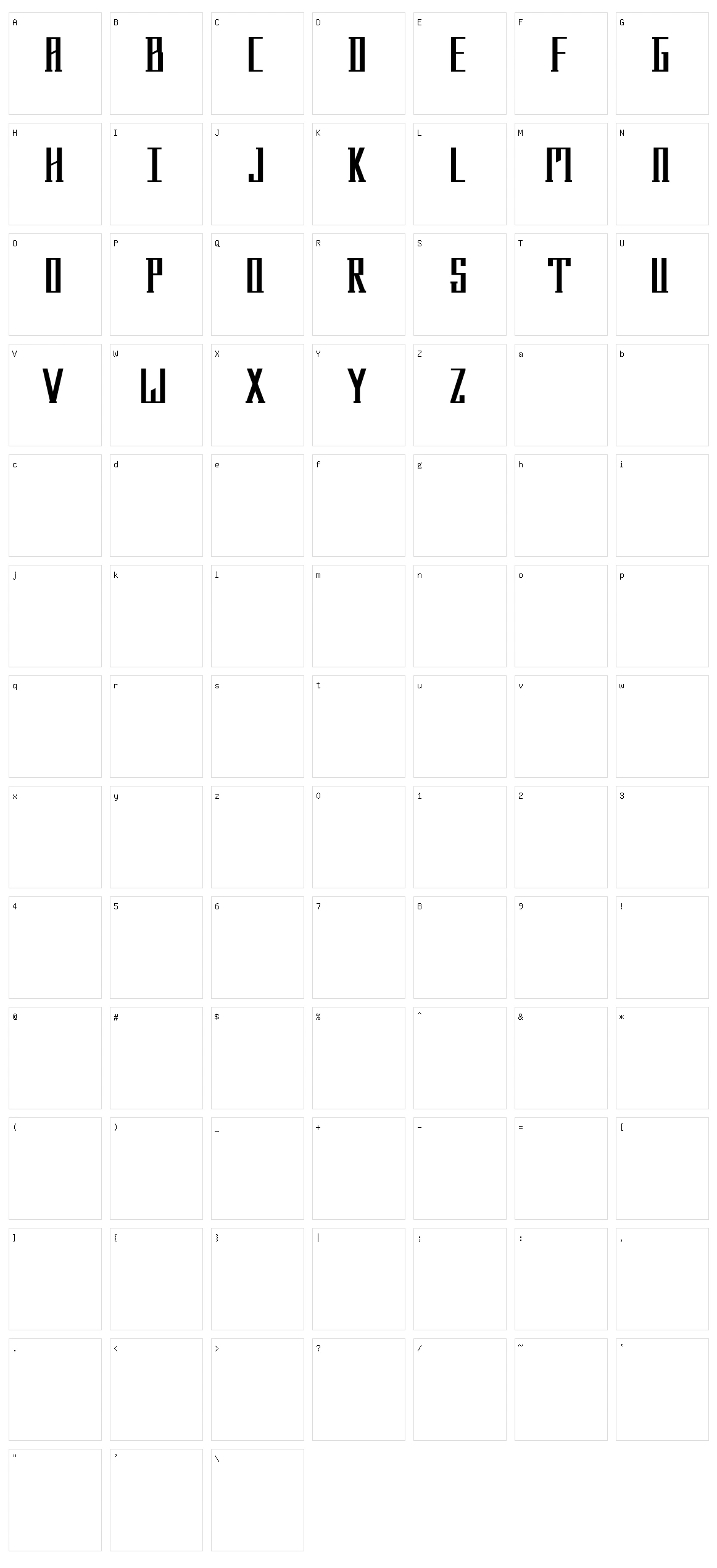 Menhir Character Set