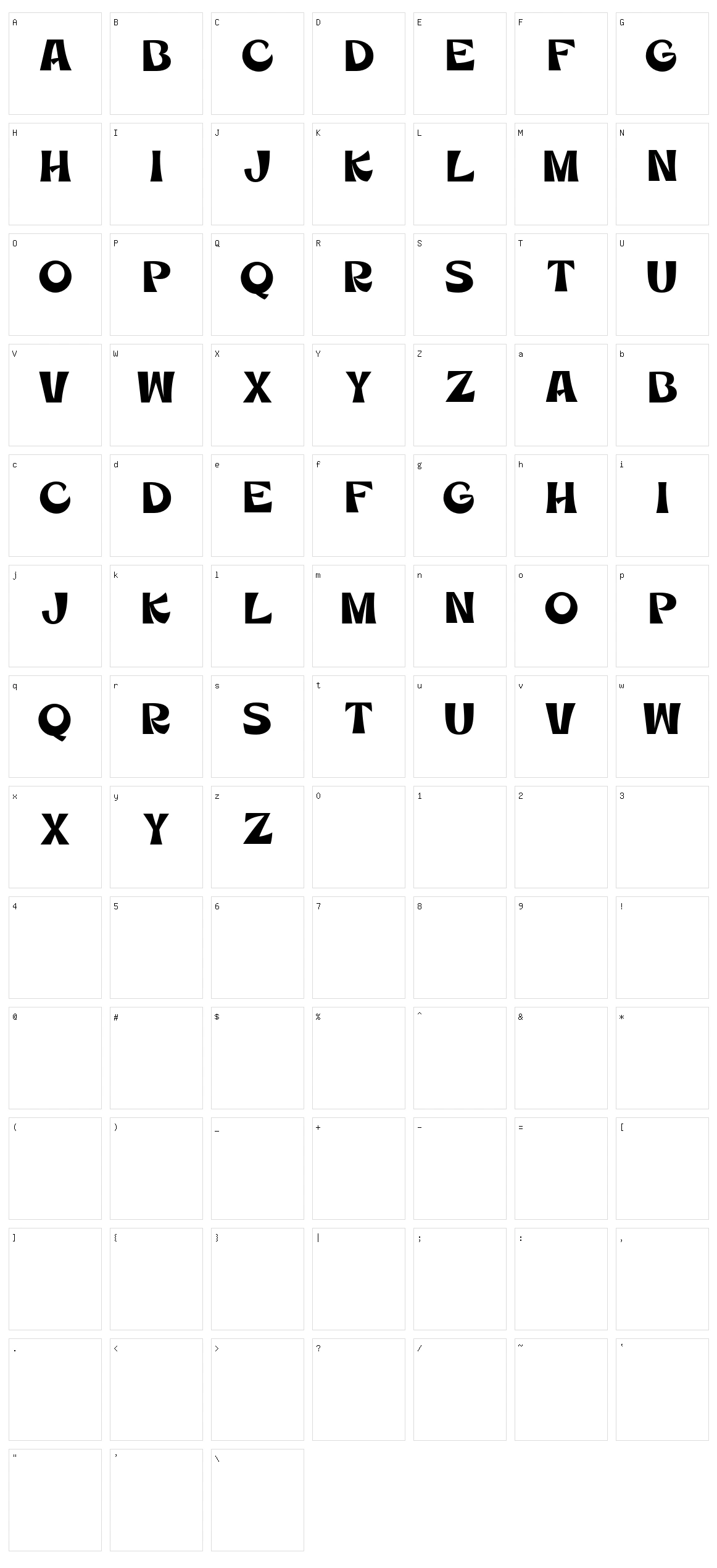 Mercuria Character Set