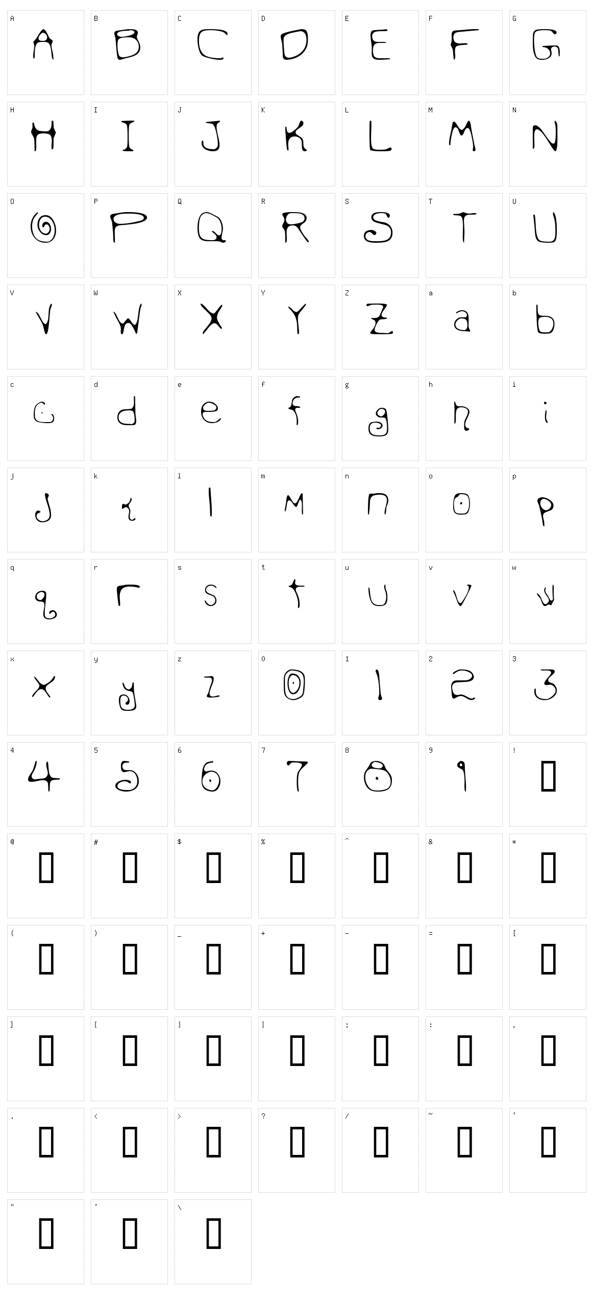 Mondo Messo Fonto Character Set