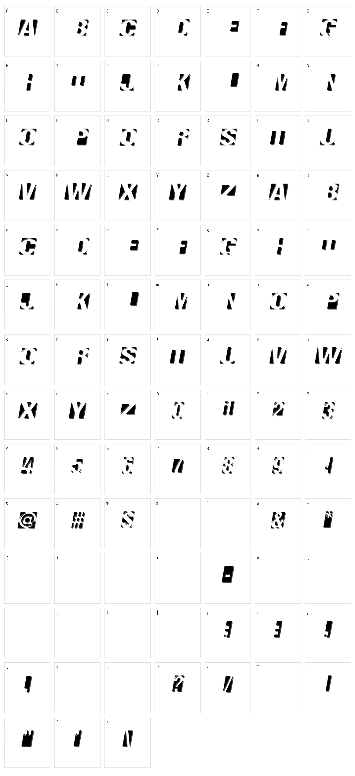 Negatron Character Set