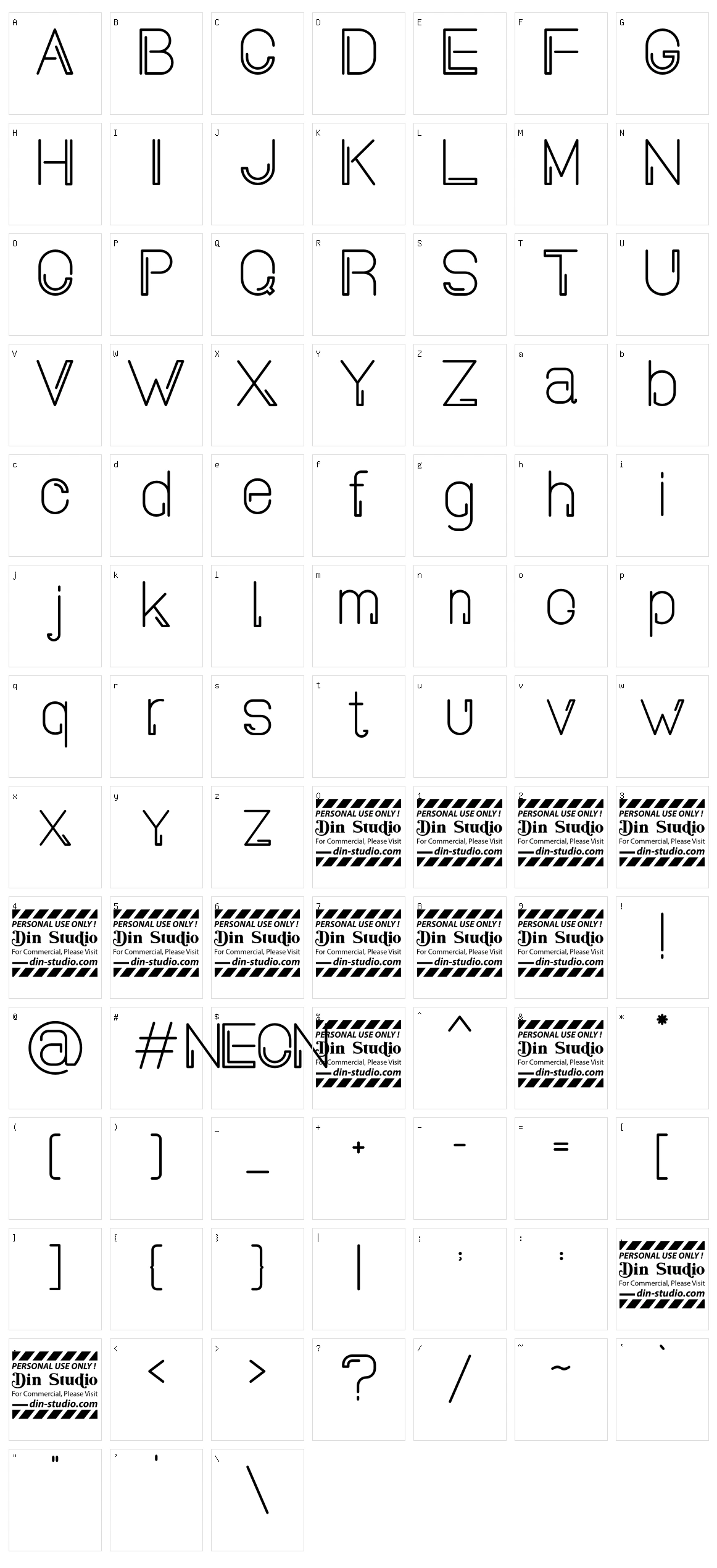 Neon Planet Display Character Set