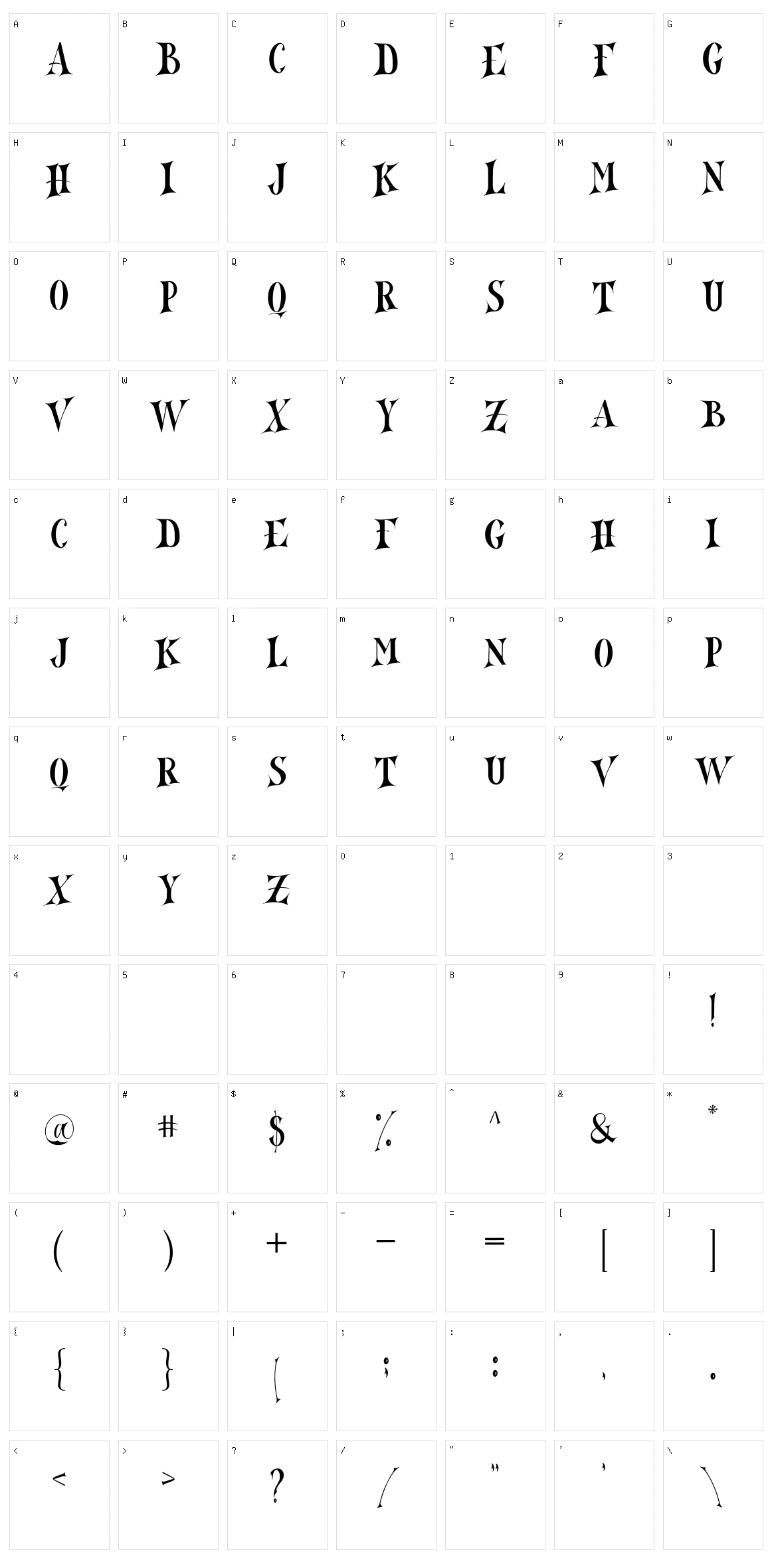 North Mountain Character Set