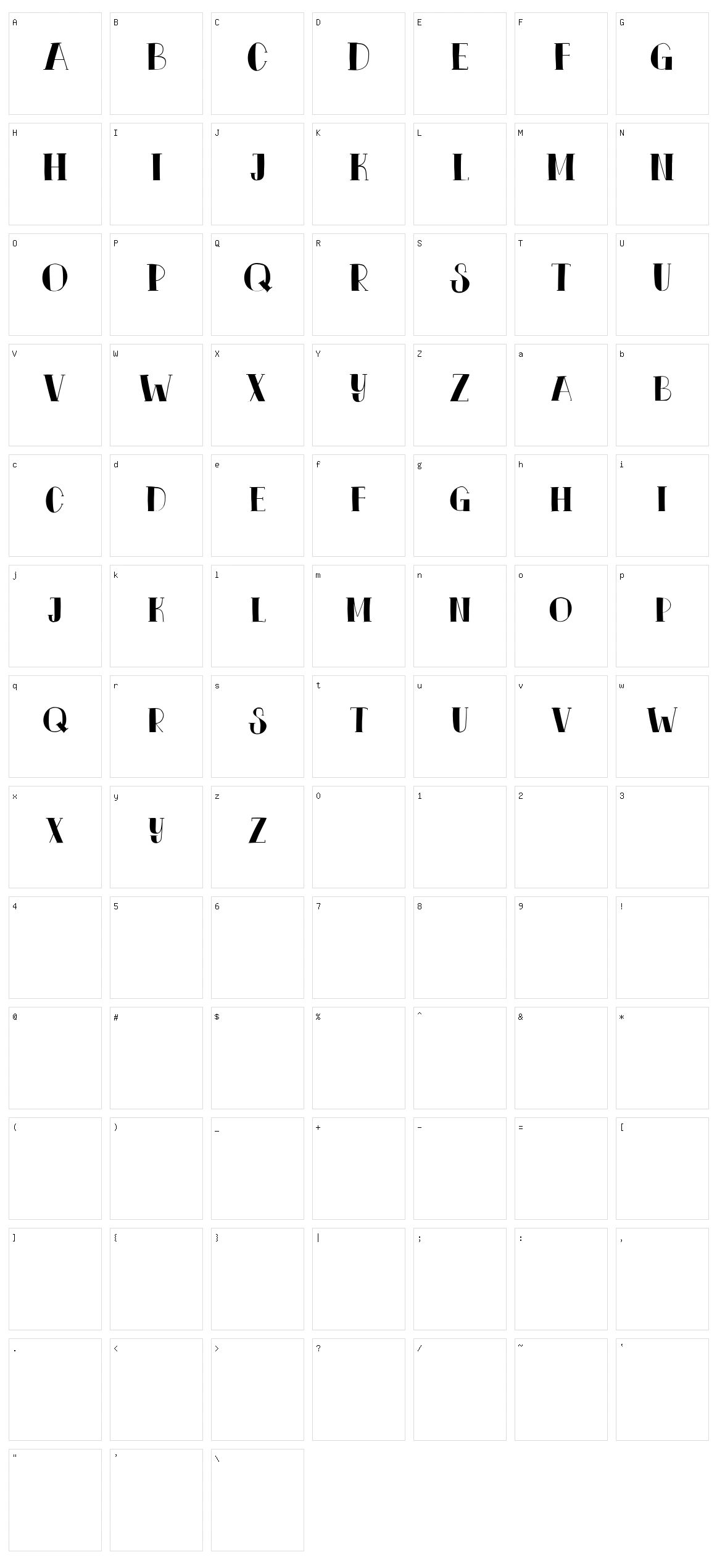 Polyfonics Character Set