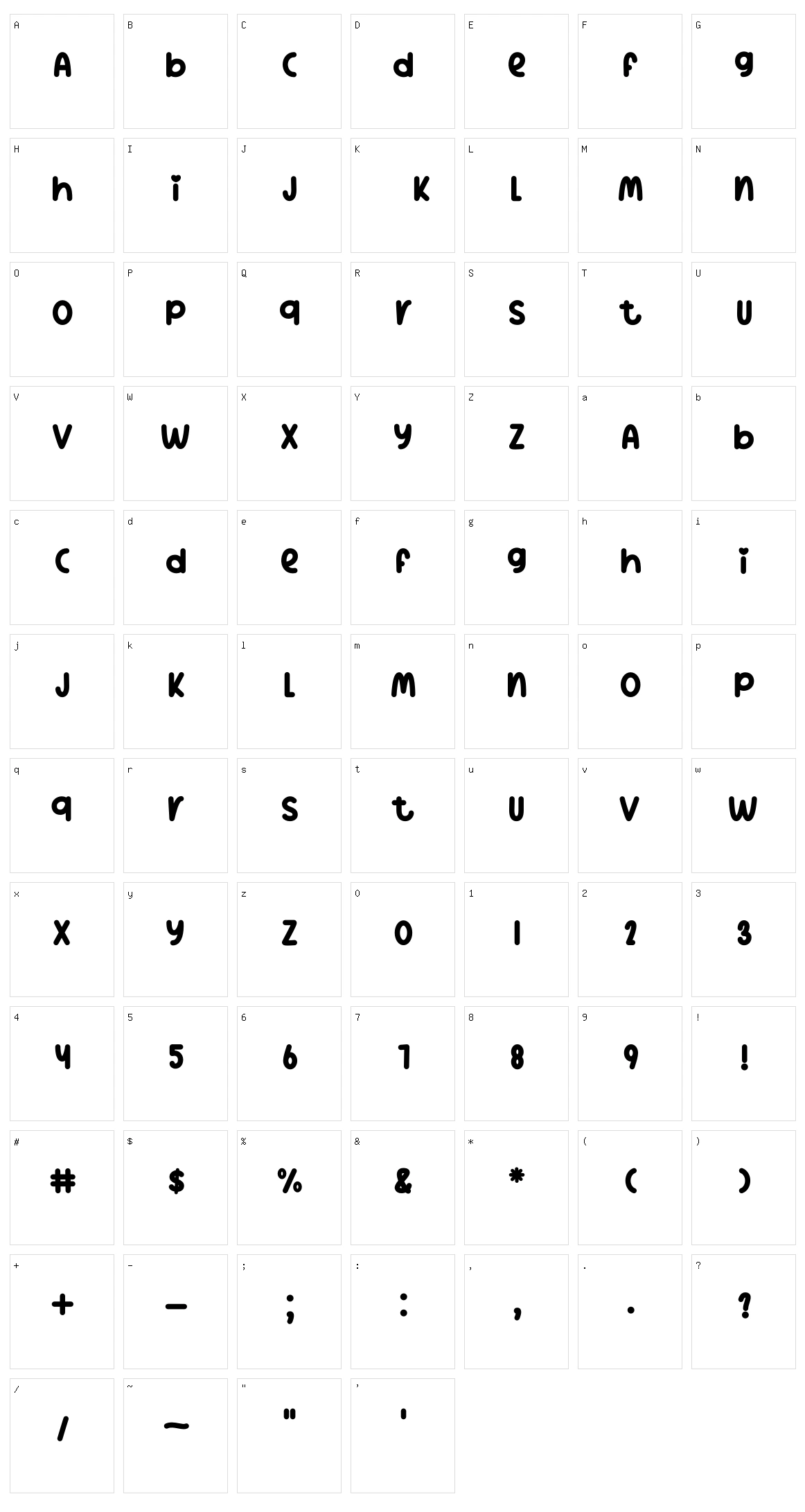 Prili Display Character Set