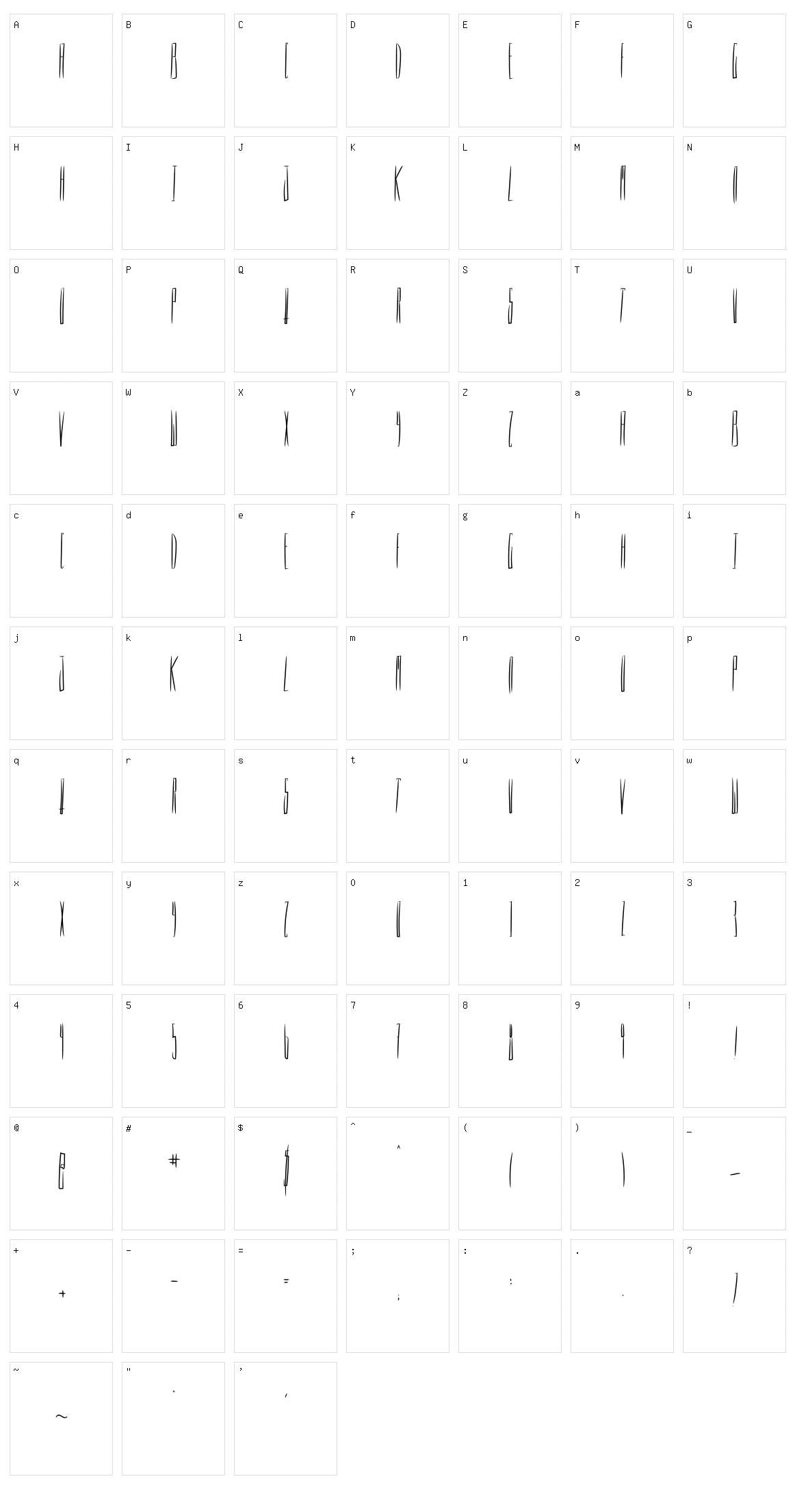 Procerus Character Set