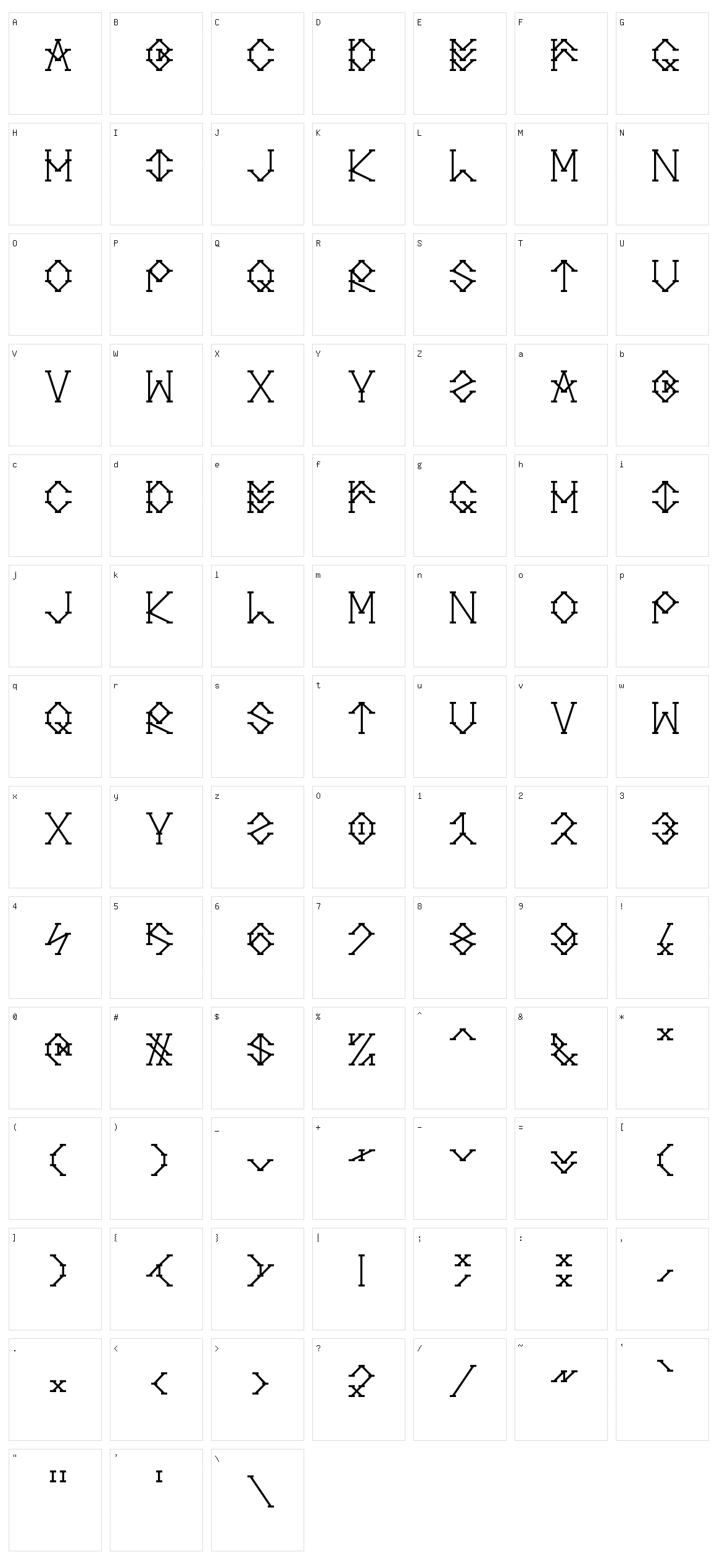 Pulstar Character Set