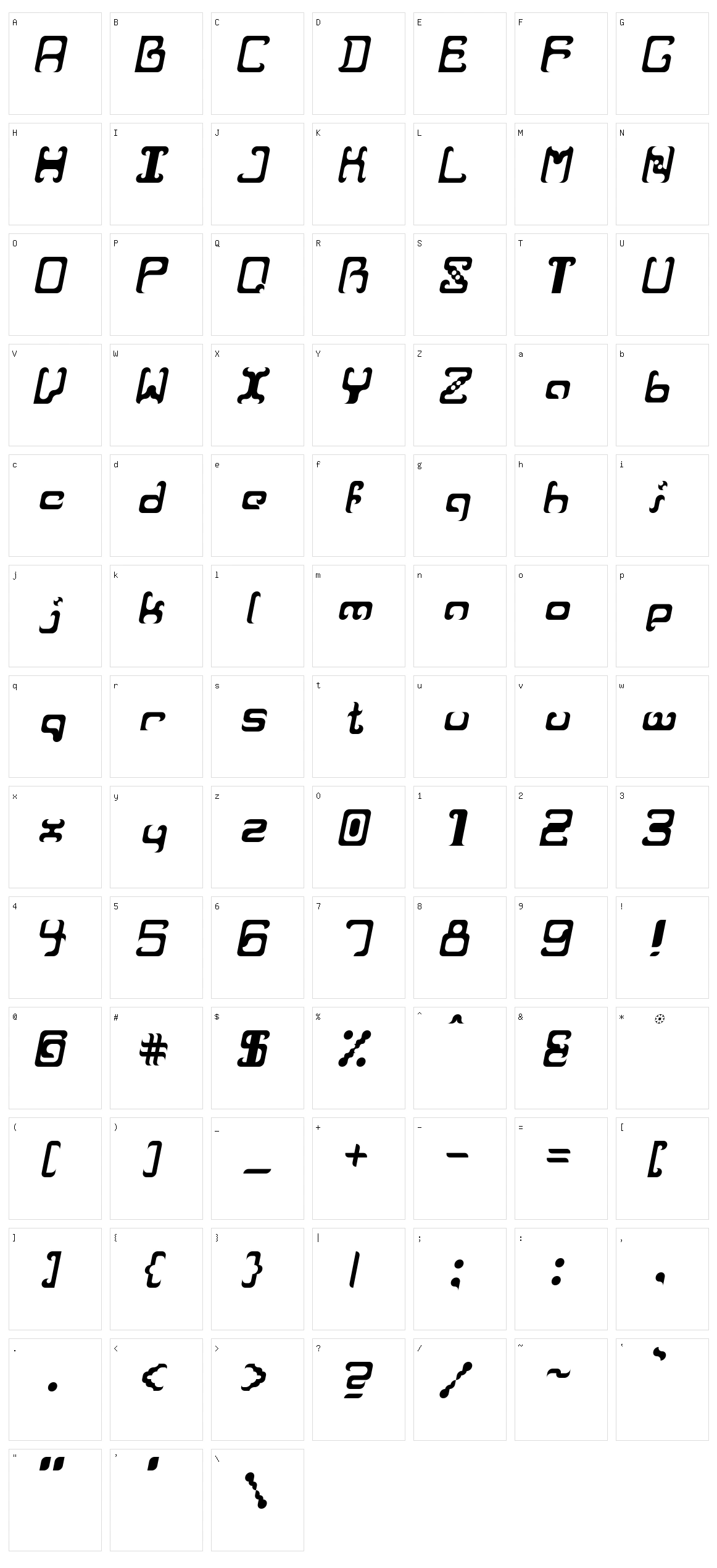 Reaver Character Set