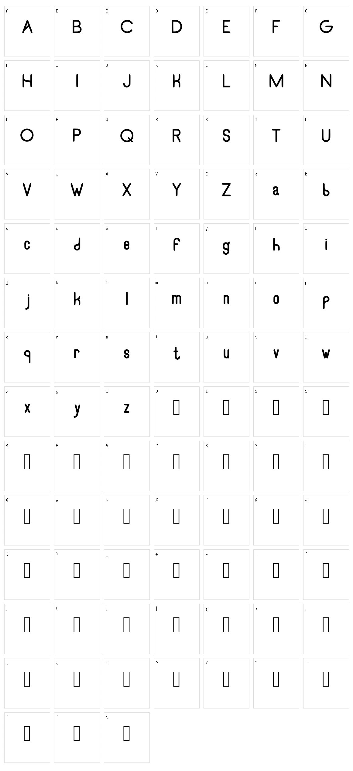 Recinos Script Character Set