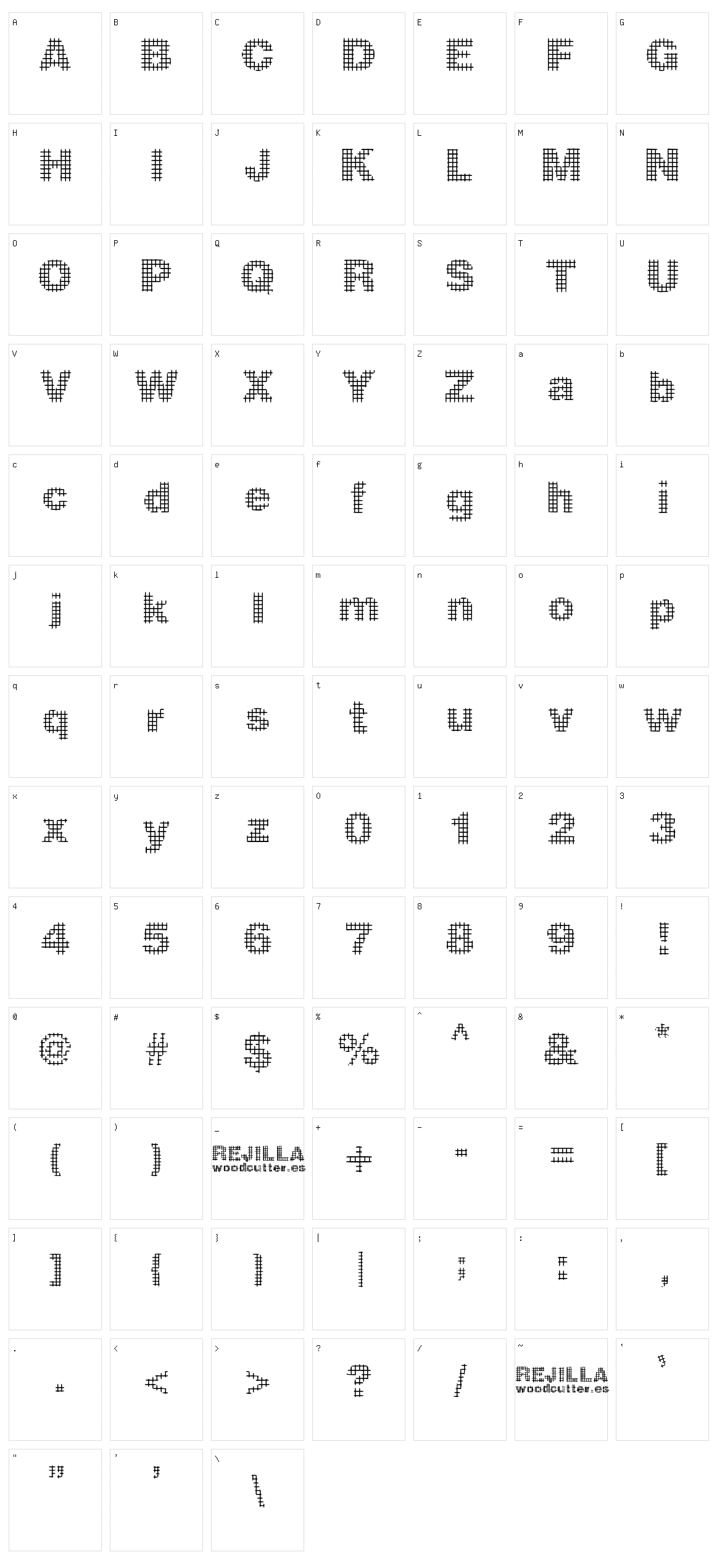 Rejilla Character Set