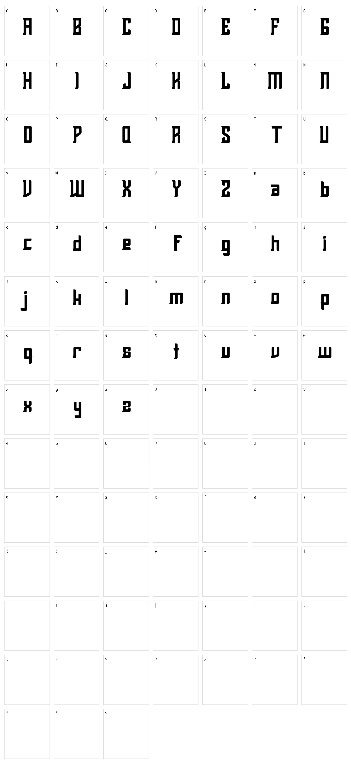 Relods Character Set