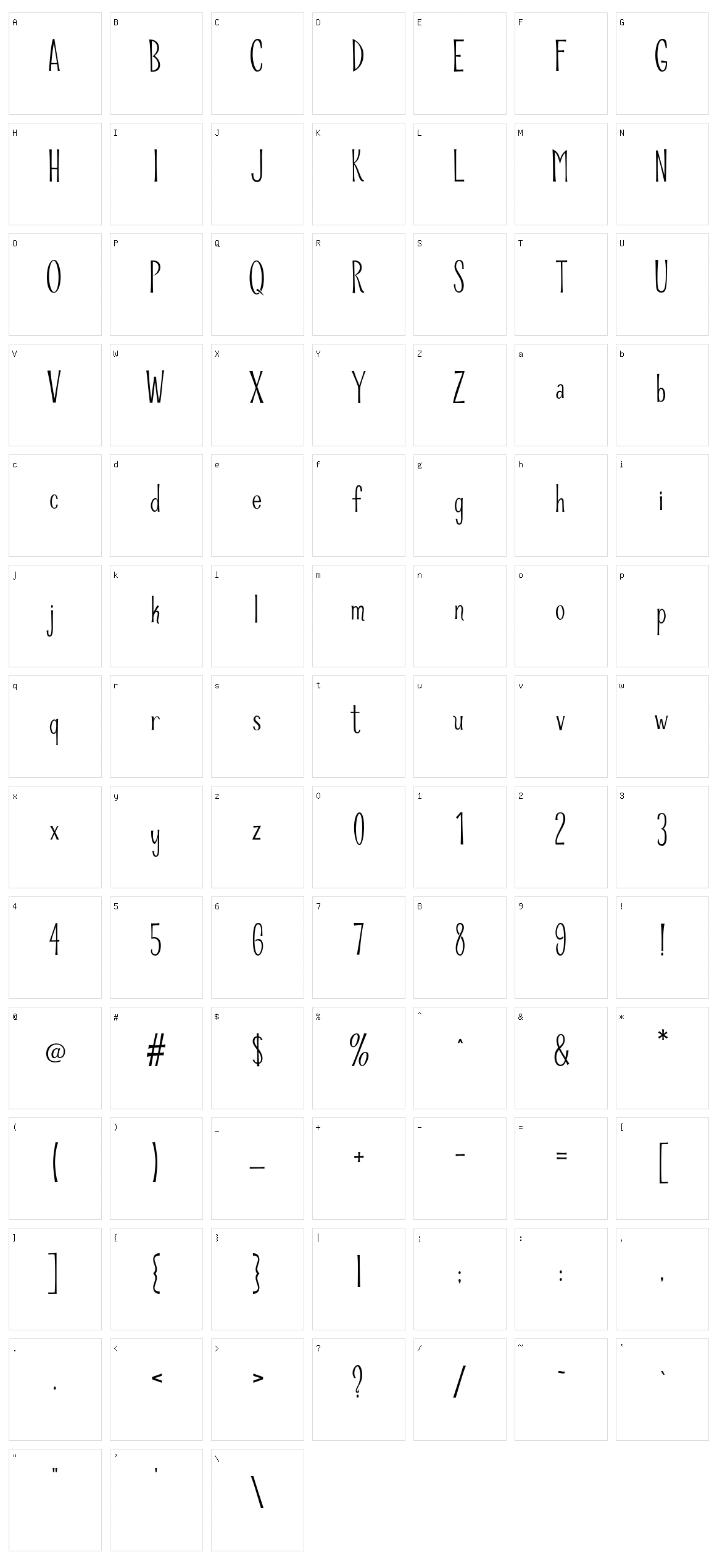 Riddle Upright Character Set