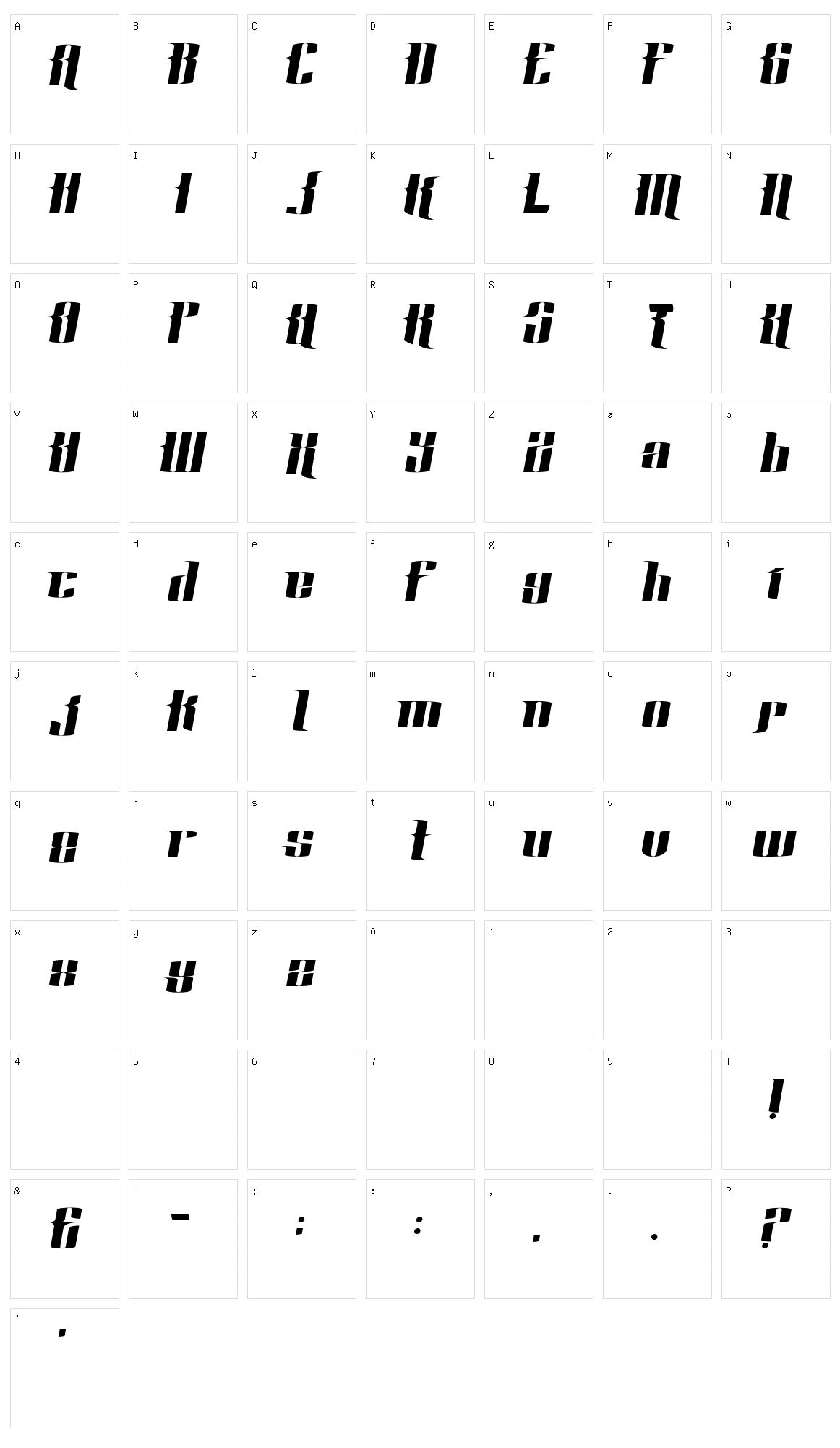 Rustico Character Set