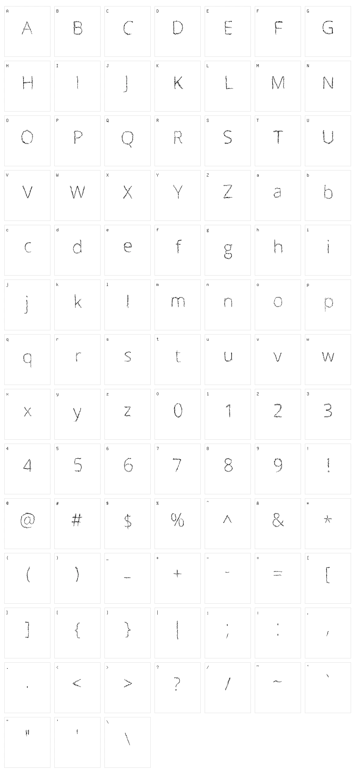 Scrizbels Character Set