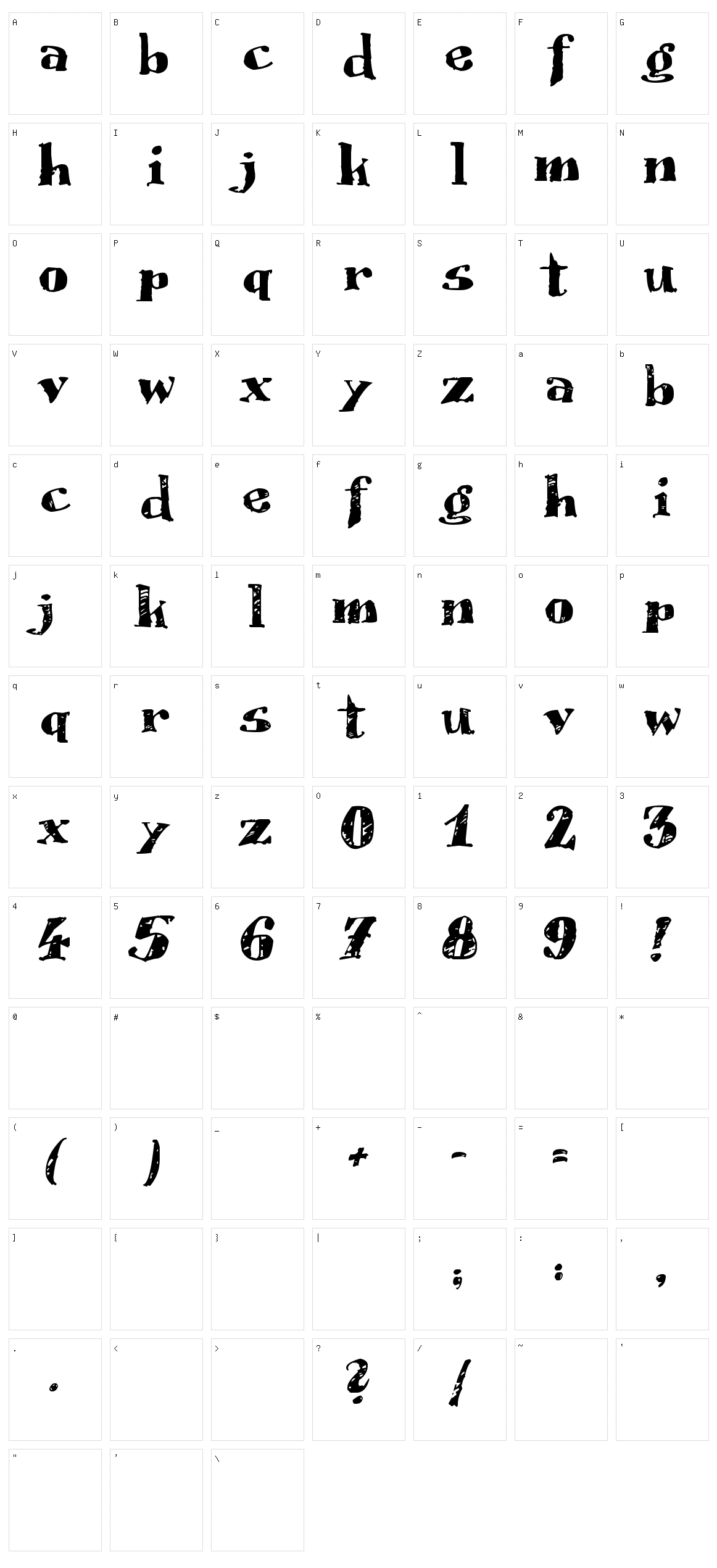 Scrubble Character Set