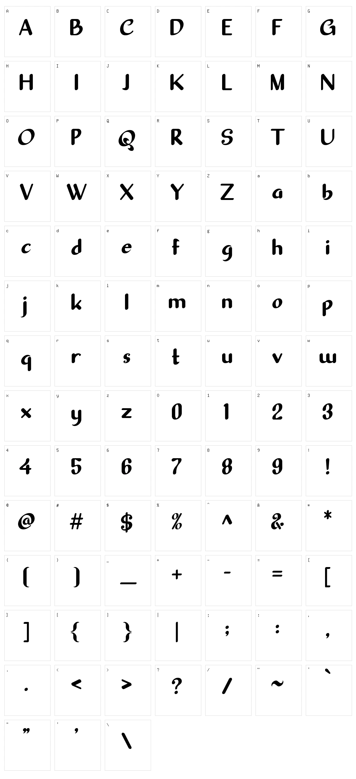 Sellyn Character Set