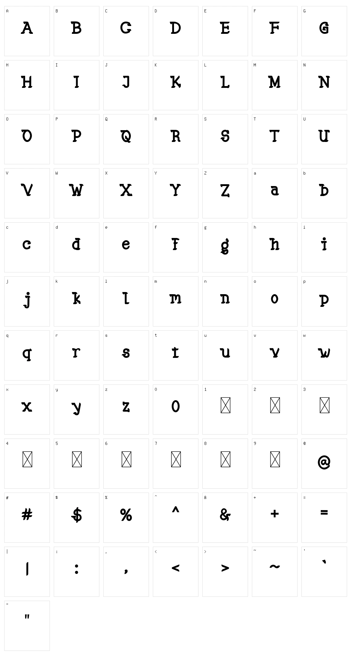Slab Barrets Character Set