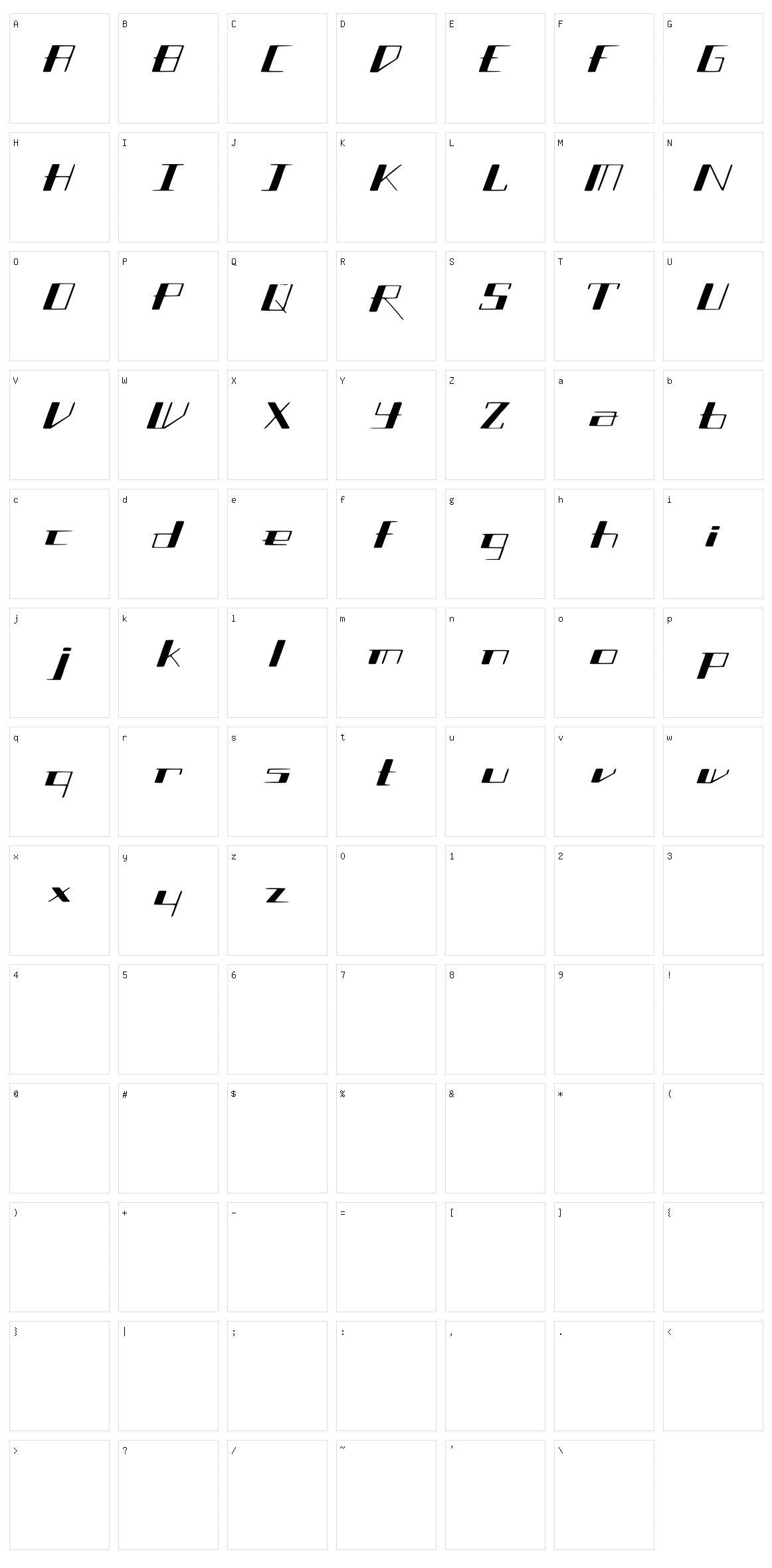 Slant Geo Character Set