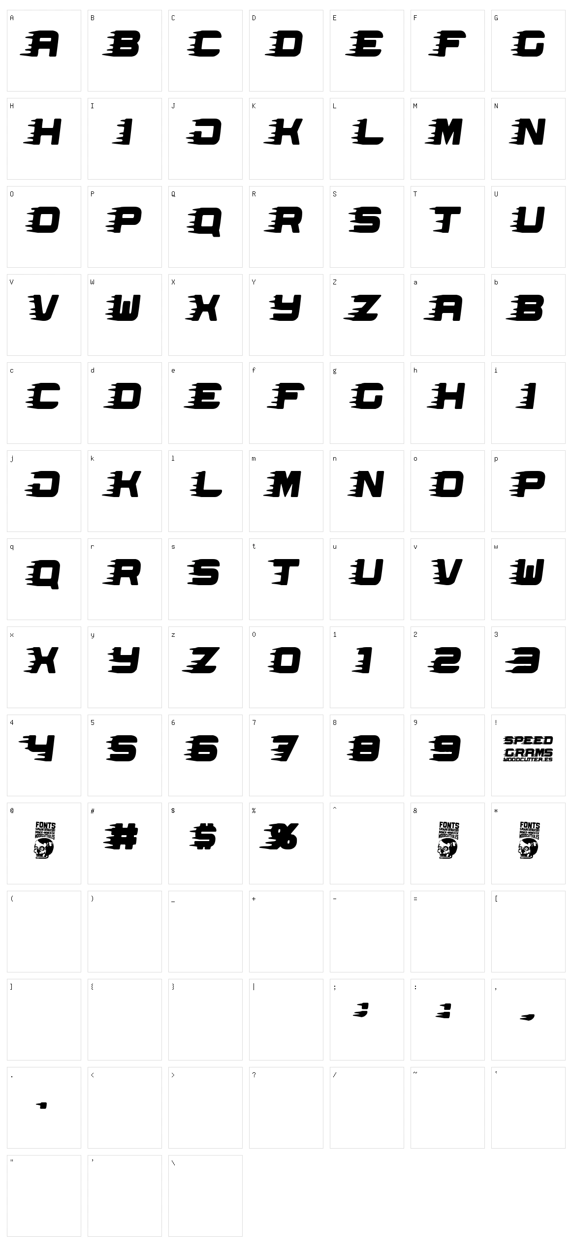 Speed Grams Character Set