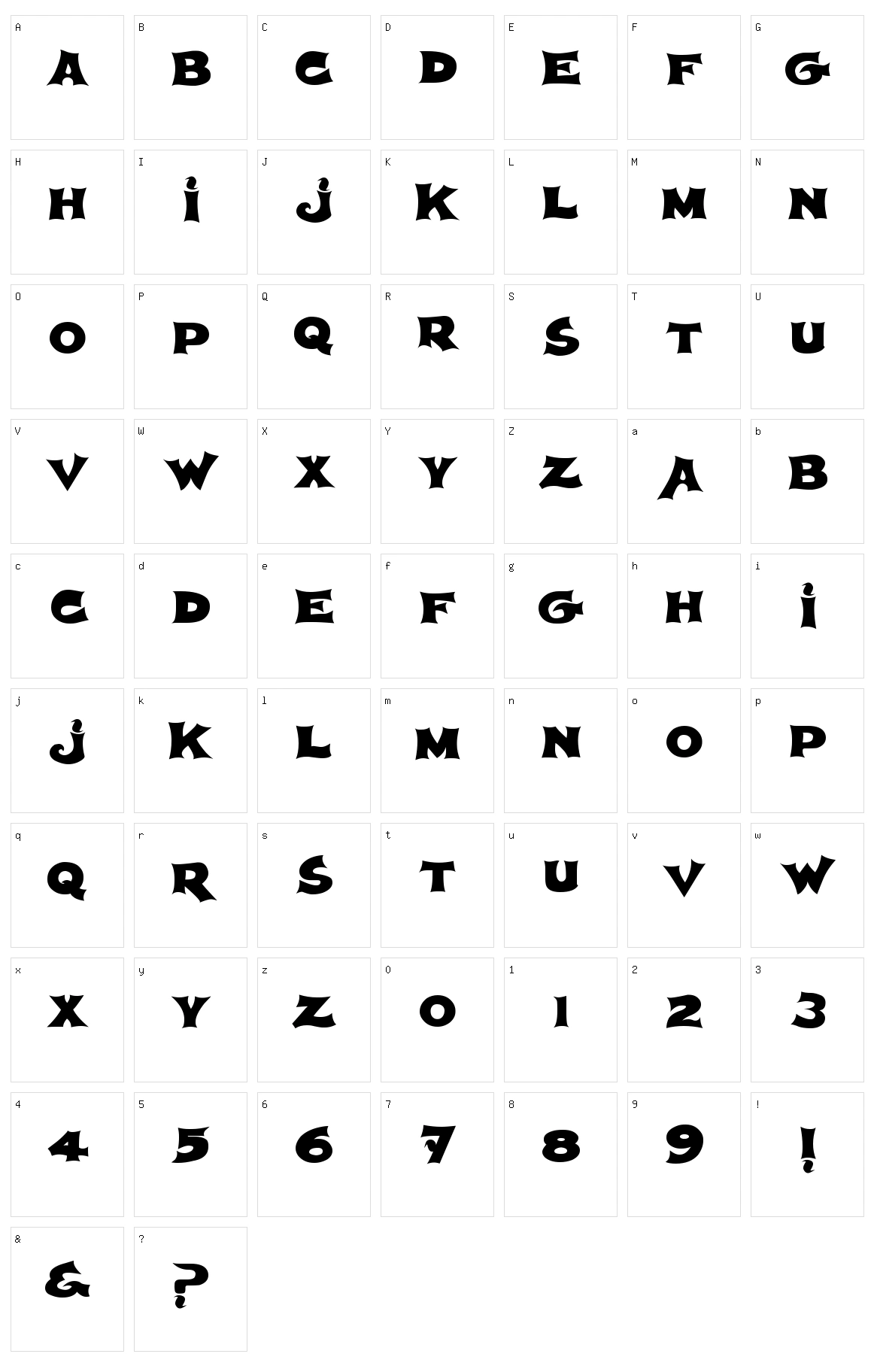 Spherism Character Set