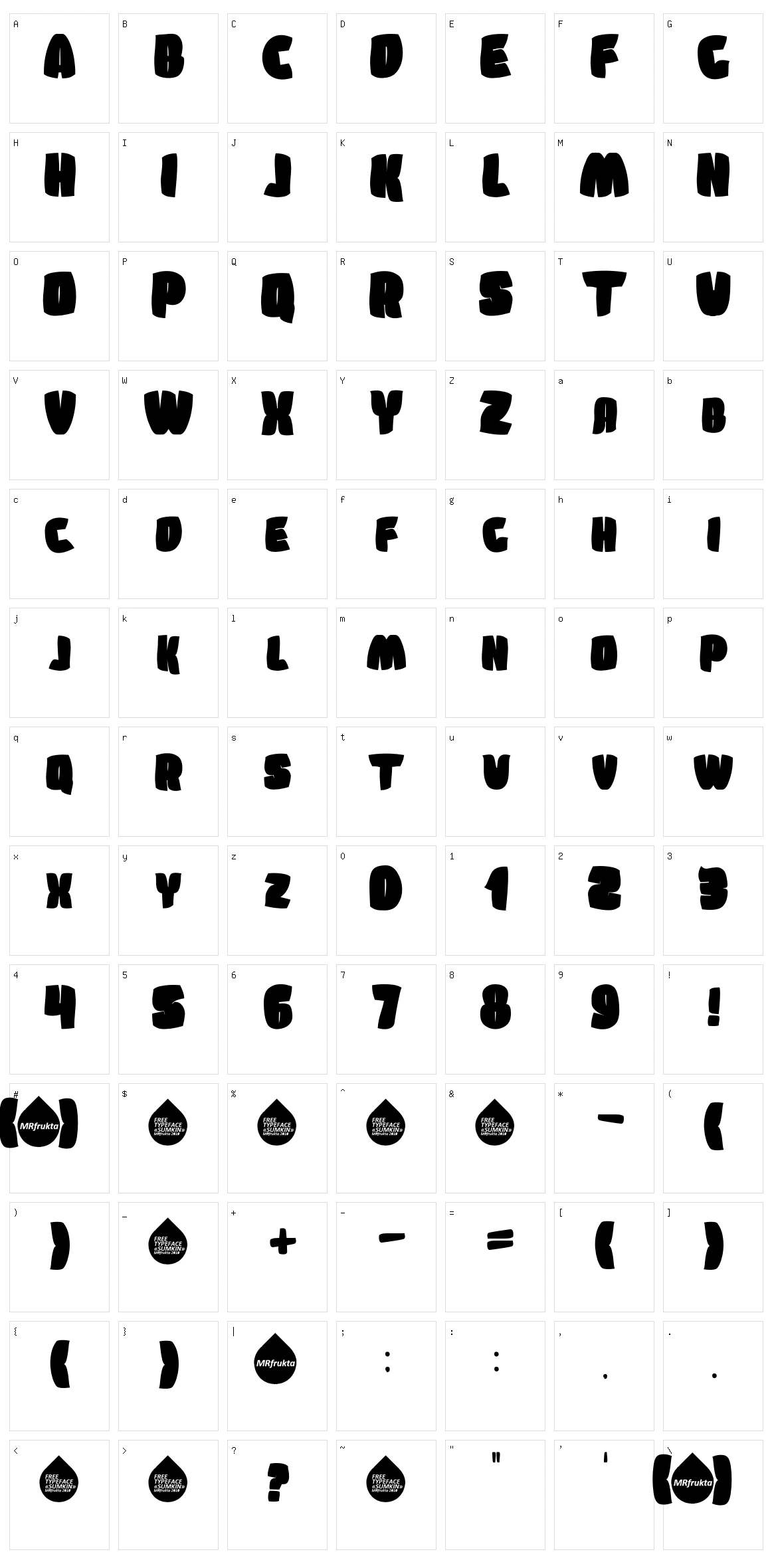 Sumkin Freetype Character Set