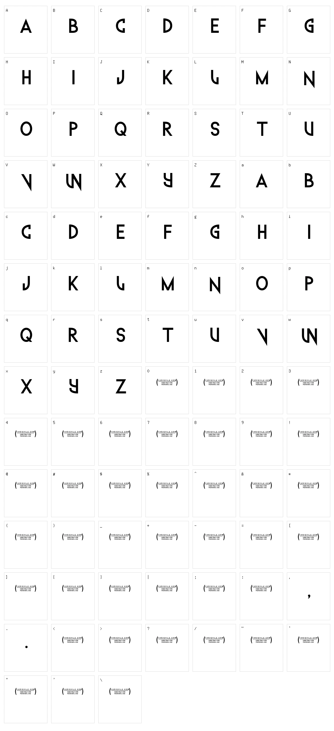 Techno Wanker Character Set