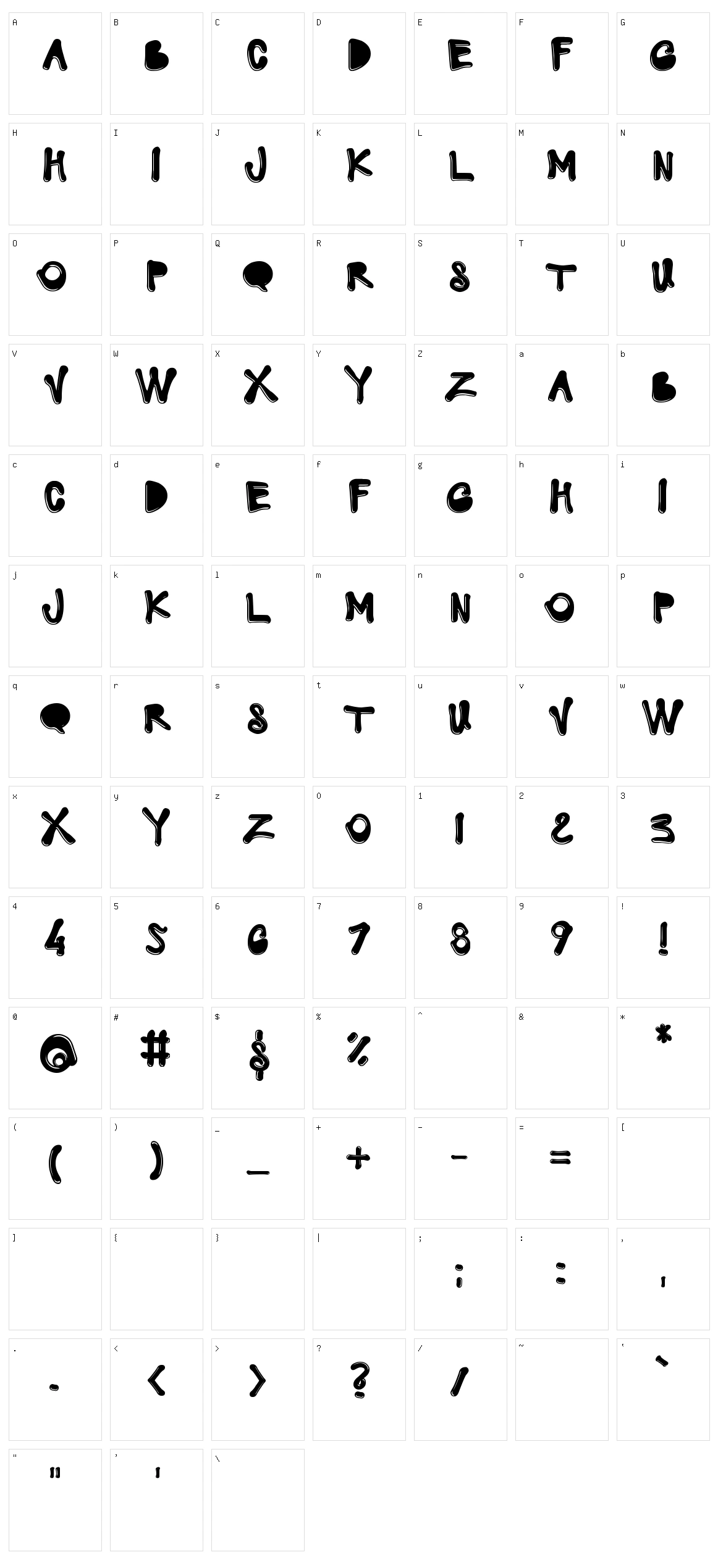 Teefont Character Set