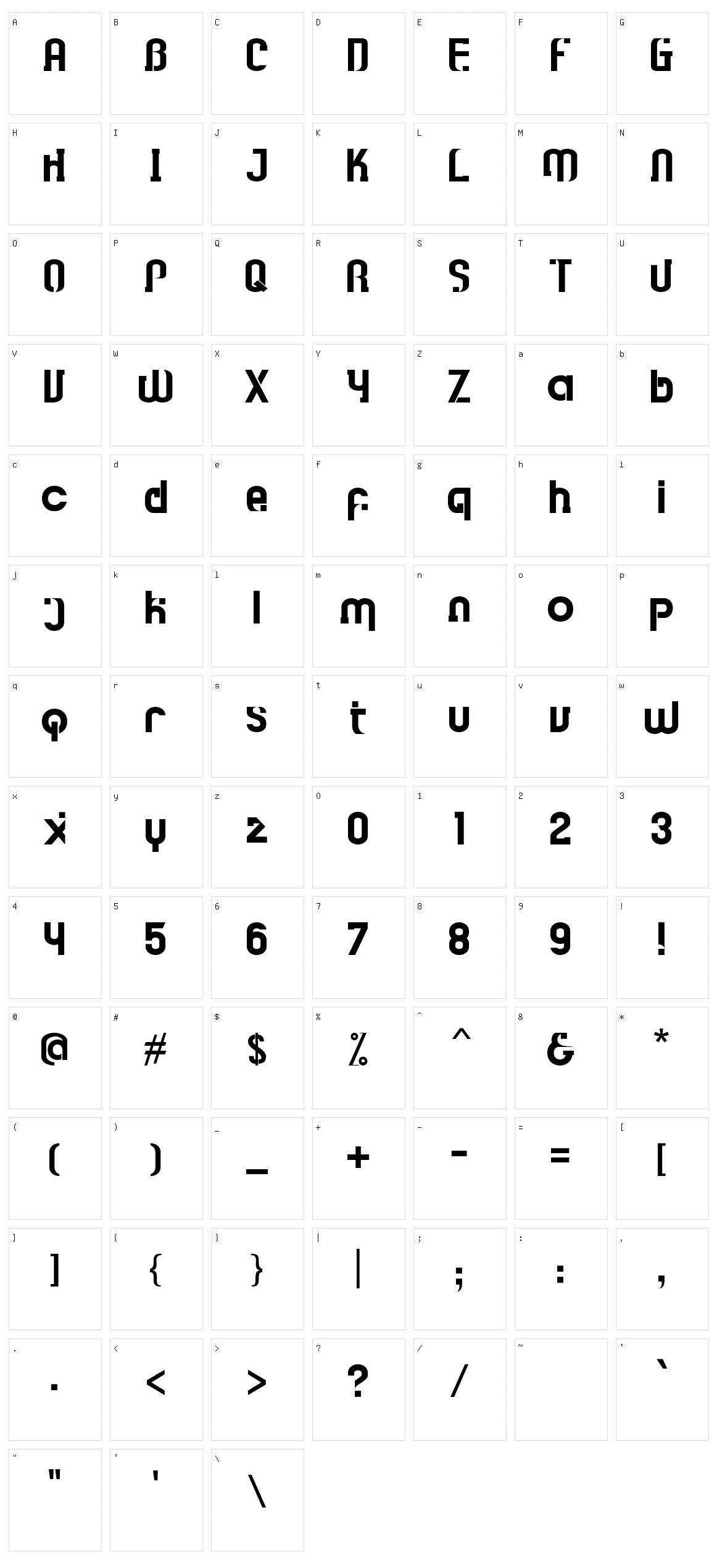 The handbox Character Set